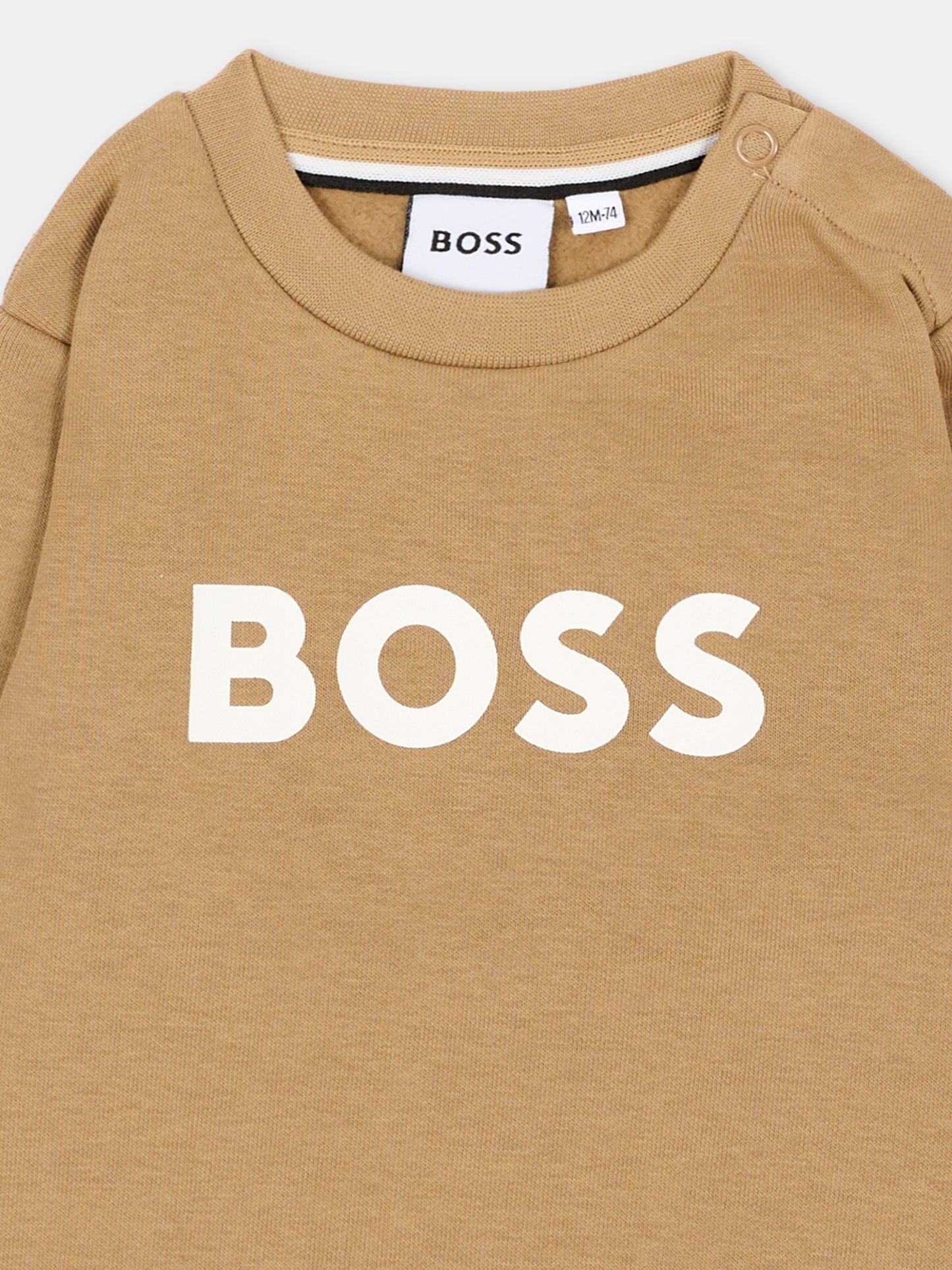Felpa beige per neonato con logo,Boss,J53493 269
