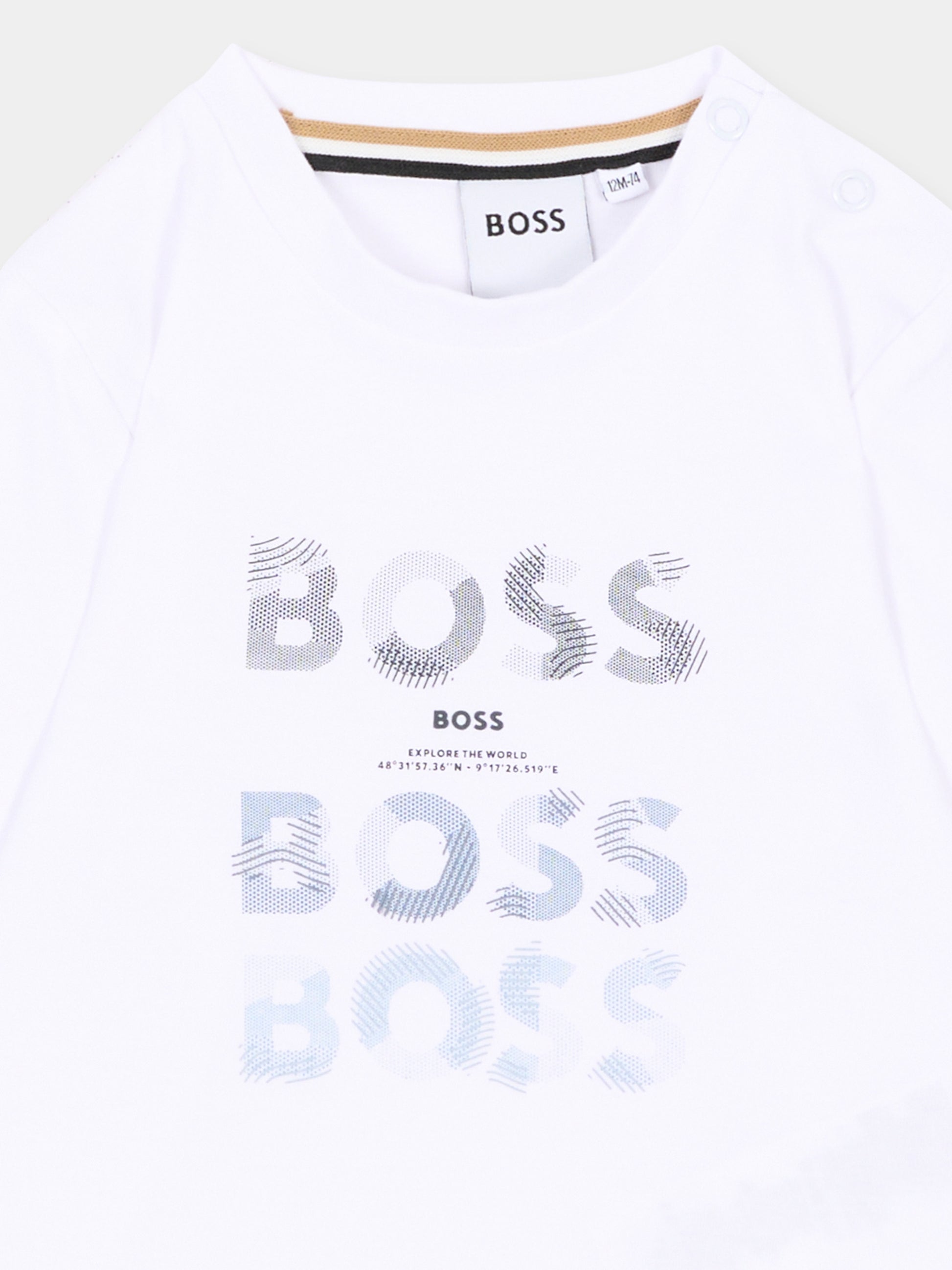 T-shirt bianca per neonato con logo,Boss,J53497 10P