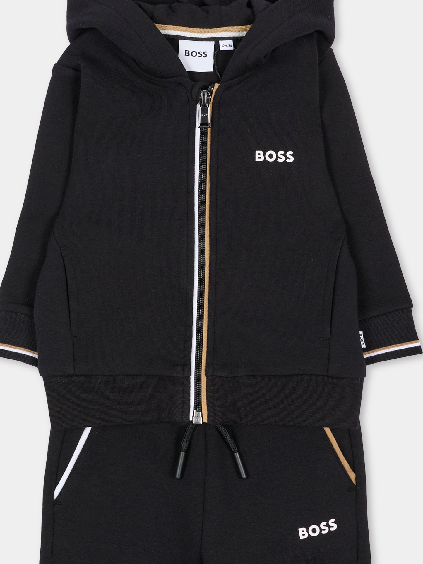 Completo sportivo lungo nero per neonato,Boss,J53511 09B