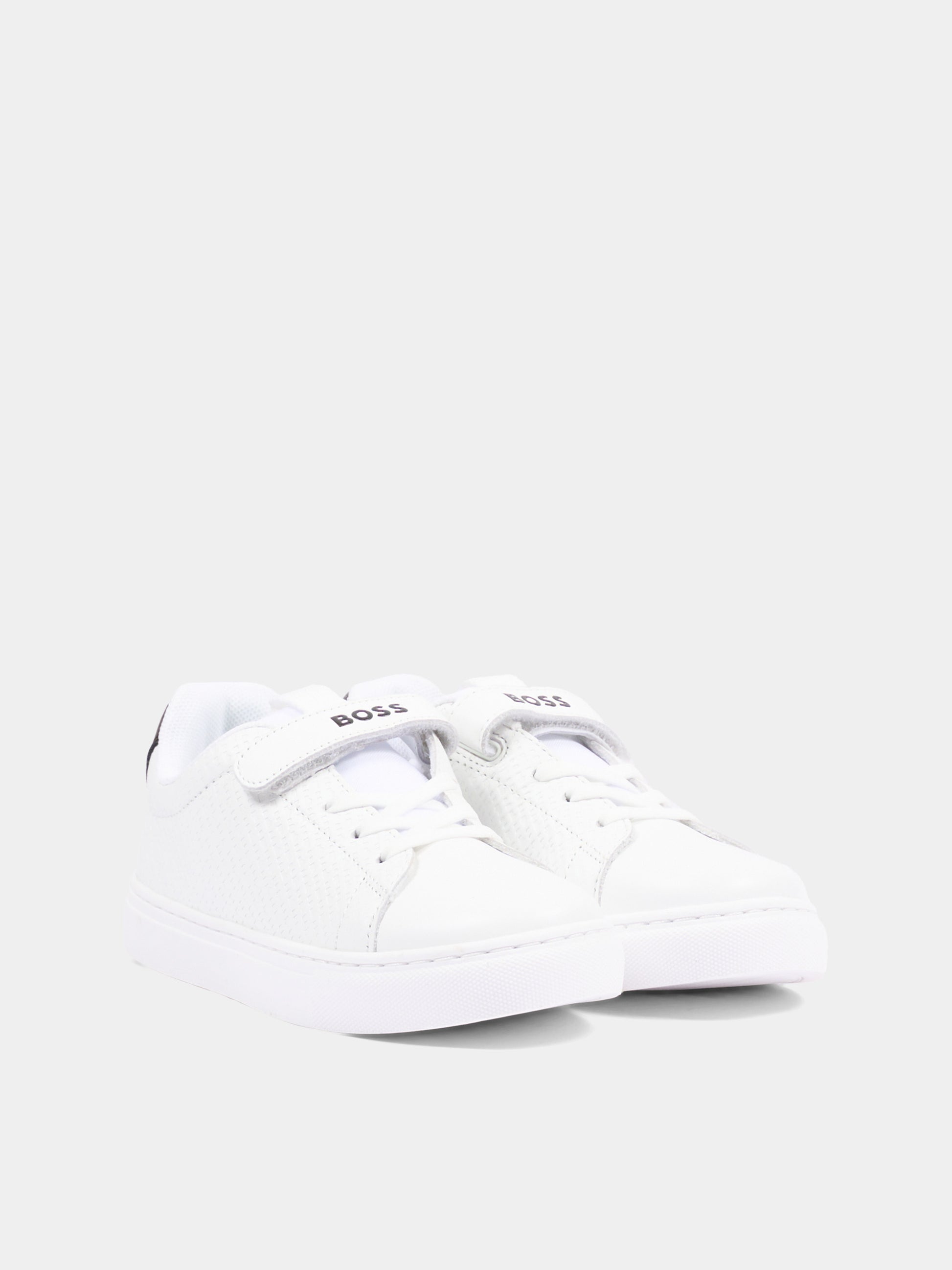 Sneakers bianche per bambino con logo,Boss,J53540 10P