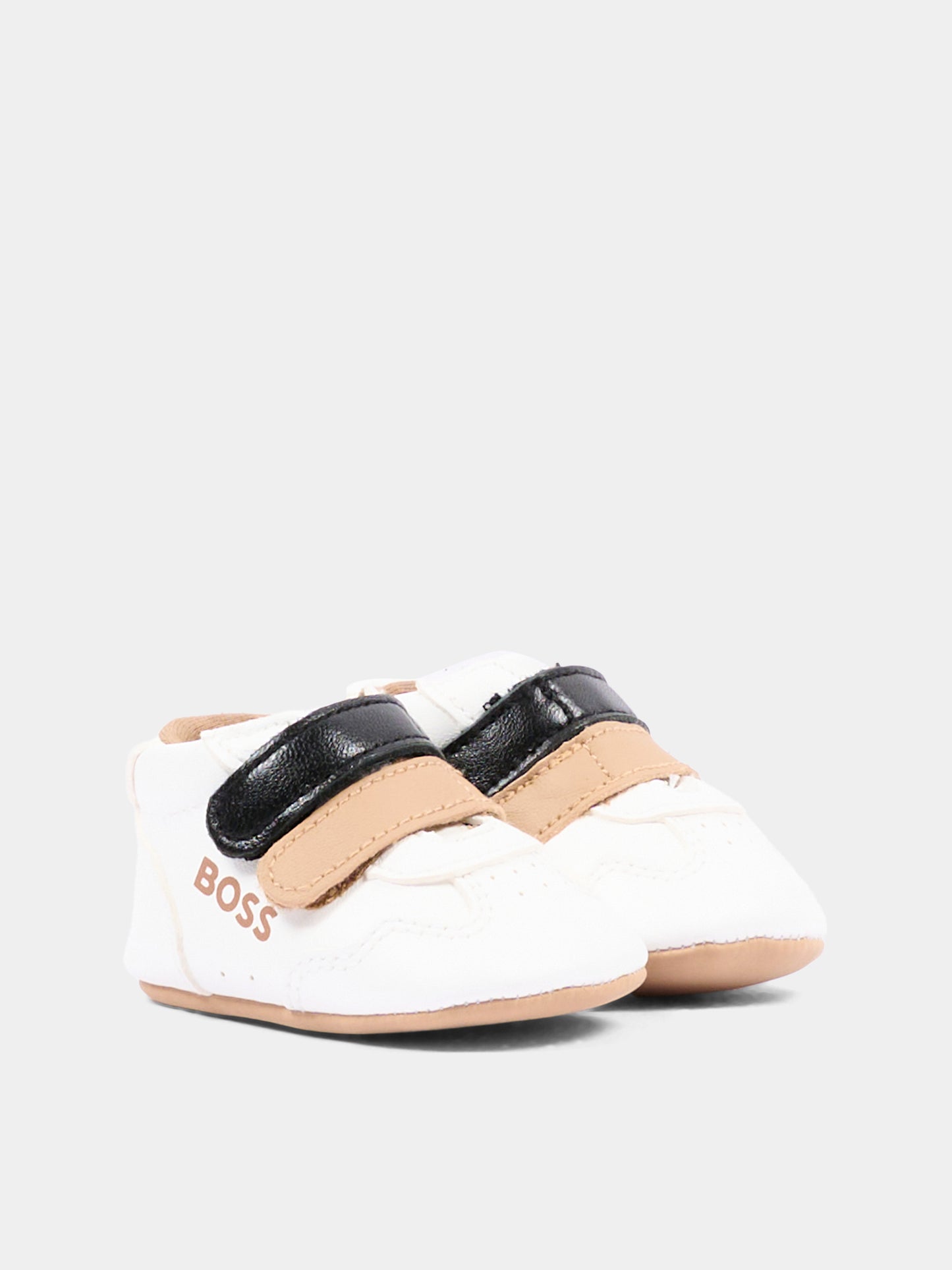 Sneakers bianche per neonato con logo,Boss,J53553 10P