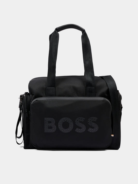 Borsa mamma nera per neonati con logo,Boss,J53561 09B