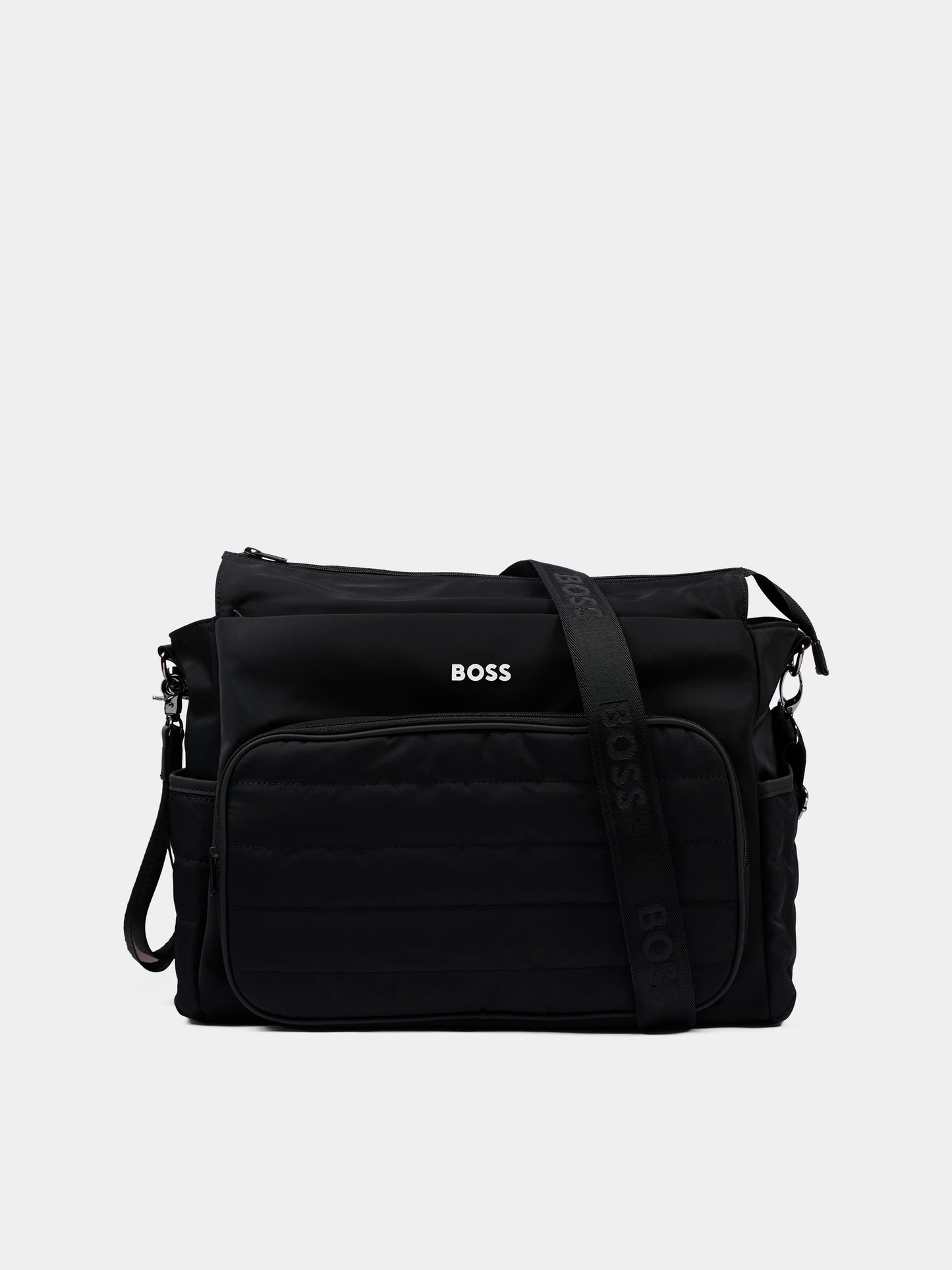 Borsa mamma nera per neonati con logo,Boss,J53562 09B