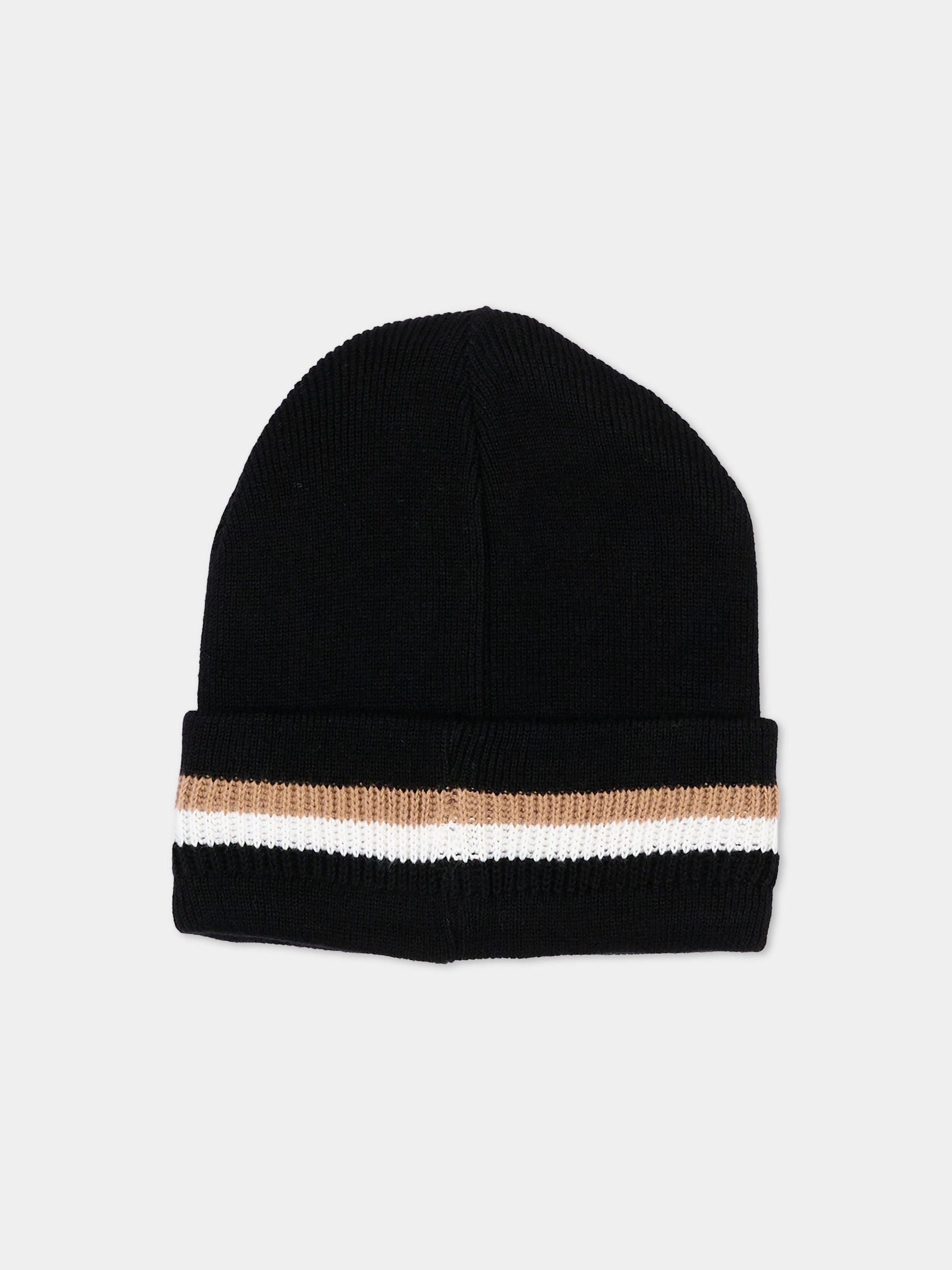 Berretto nero per bambino con logo,Boss,J53586 09B