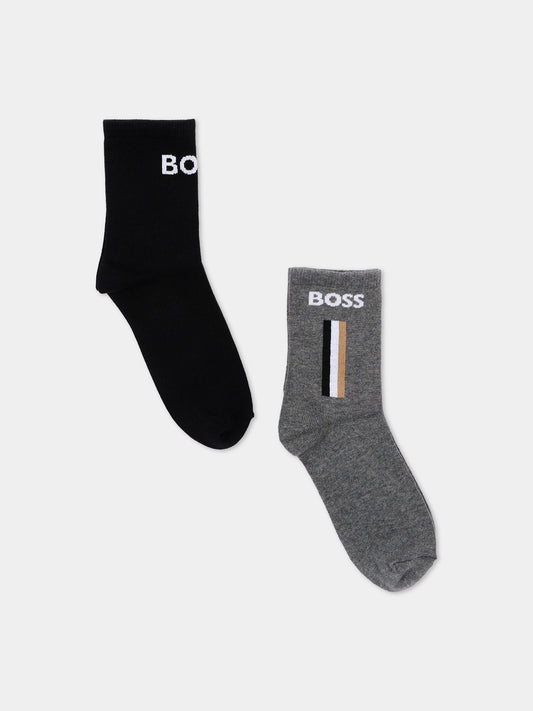 Calze Spugna multicolor per bambino con logo,Boss,J53592 09B