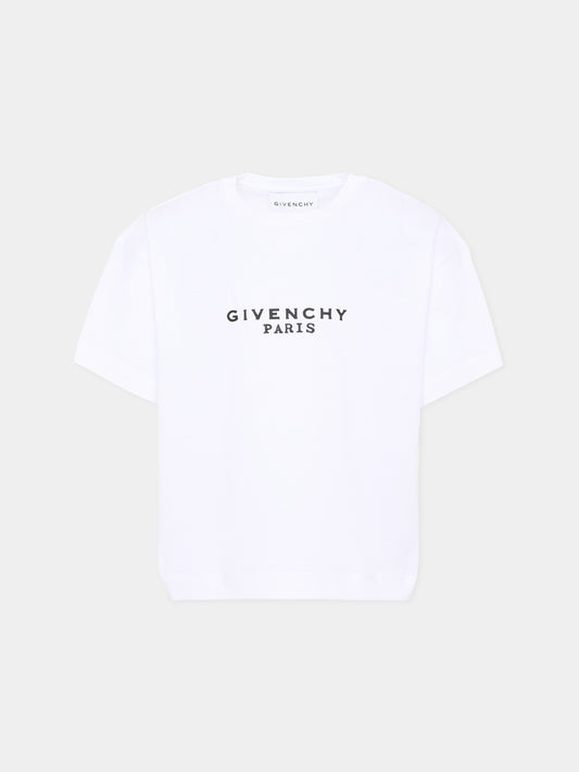 T-Shirt bianca per bambina con logo,Givenchy Kids,H31315 10P