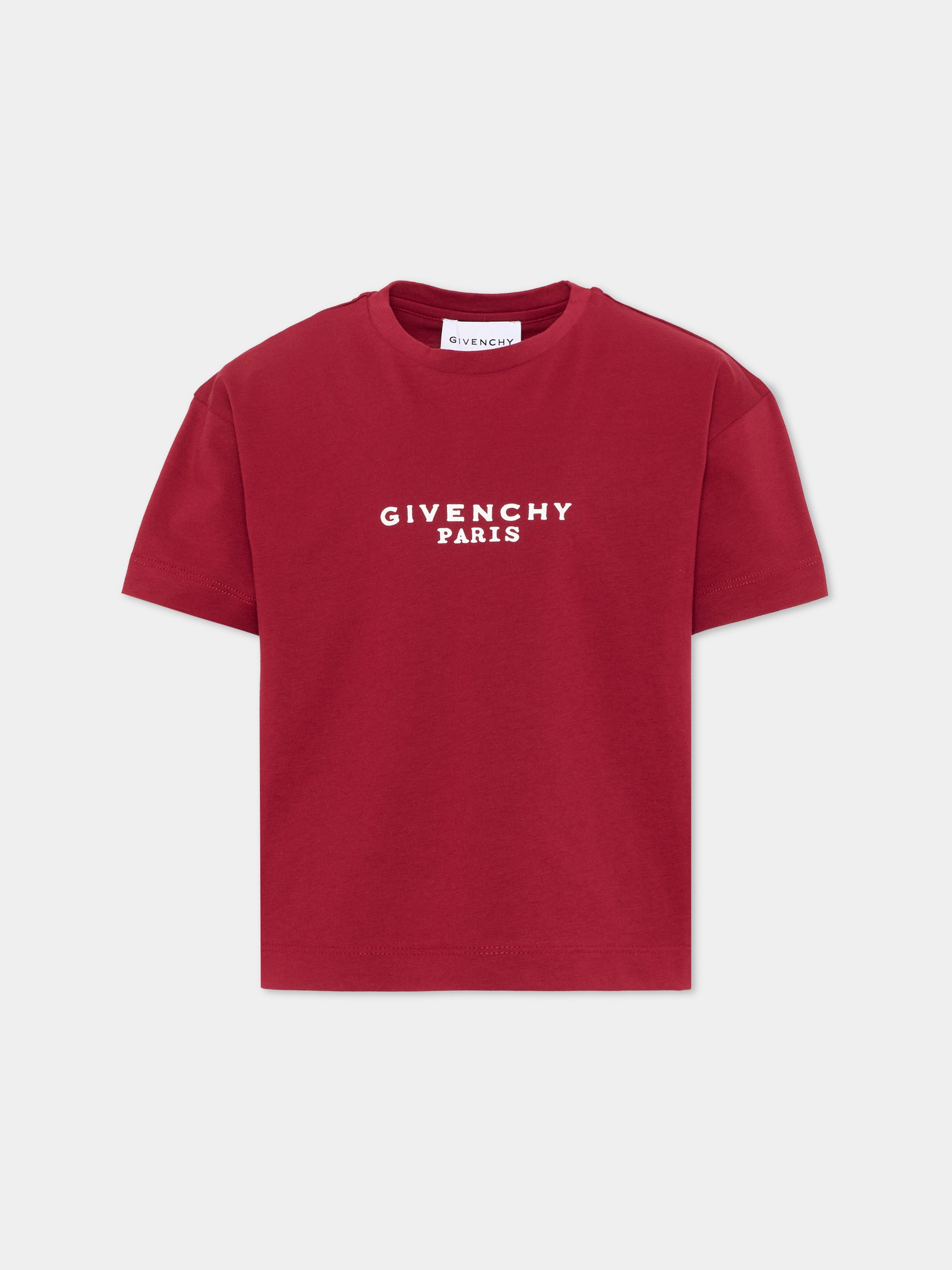 T-Shirt rossa per bambina con logo,Givenchy Kids,H31315 96D