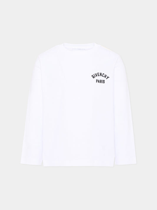 T-Shirt a manica lunga bianca per bambino con logo,Givenchy Kids,H31347 10P