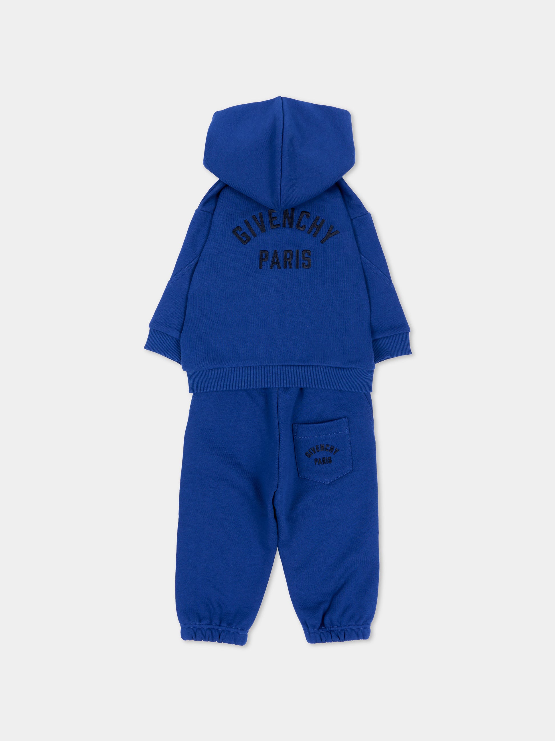 Completo sportivo lungo blu per neonato con logo,Givenchy Kids,H31366 865