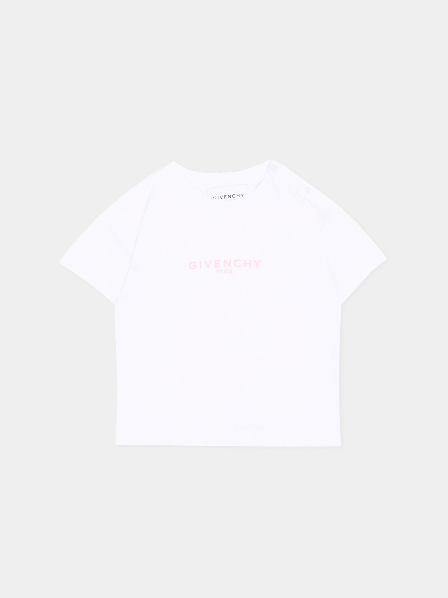 T-Shirt bianca per neonata con logo,Givenchy Kids,H31379 10P