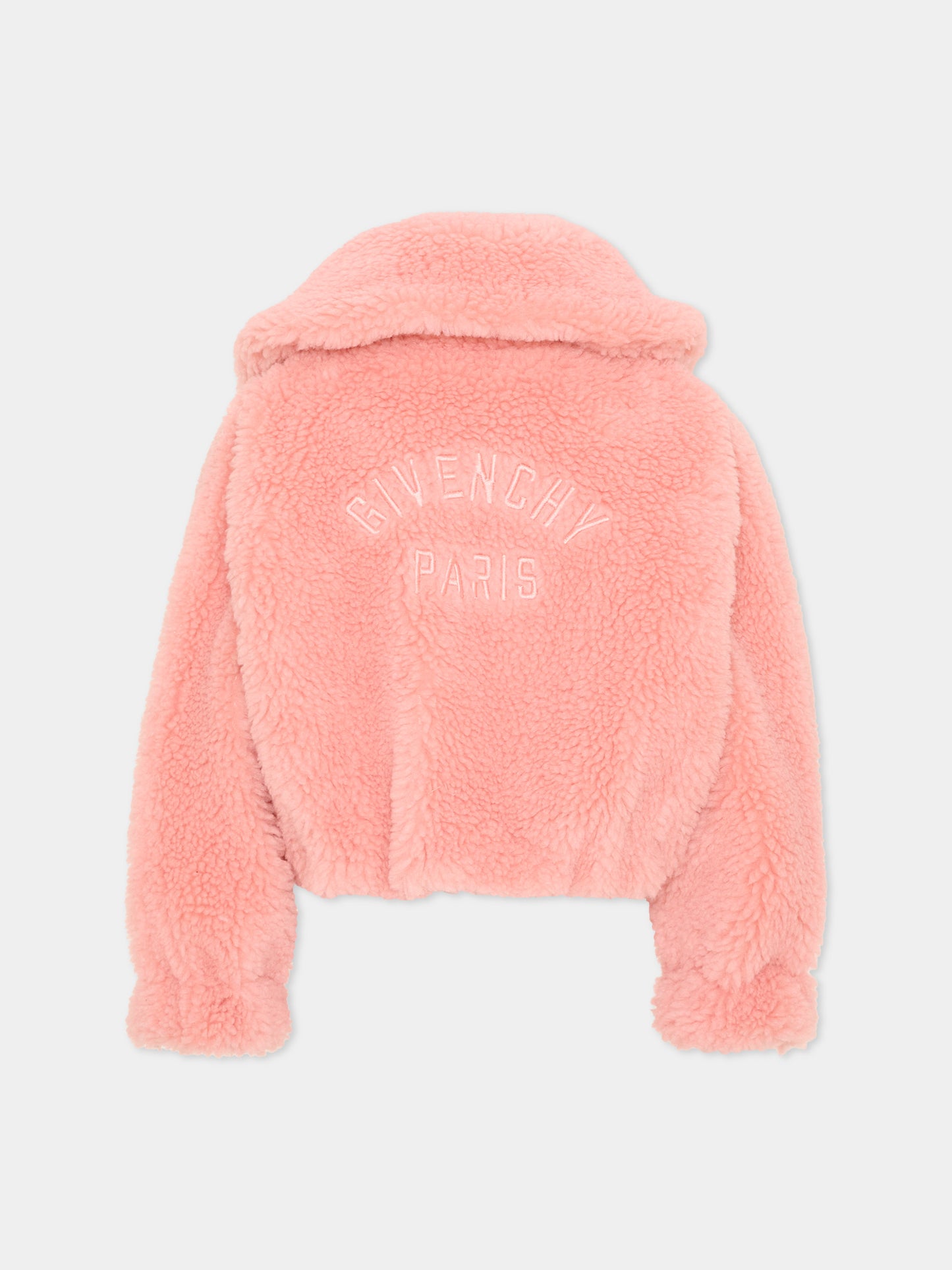 Ecopelliccia rosa per bambina con logo,Givenchy Kids,H31425 46G