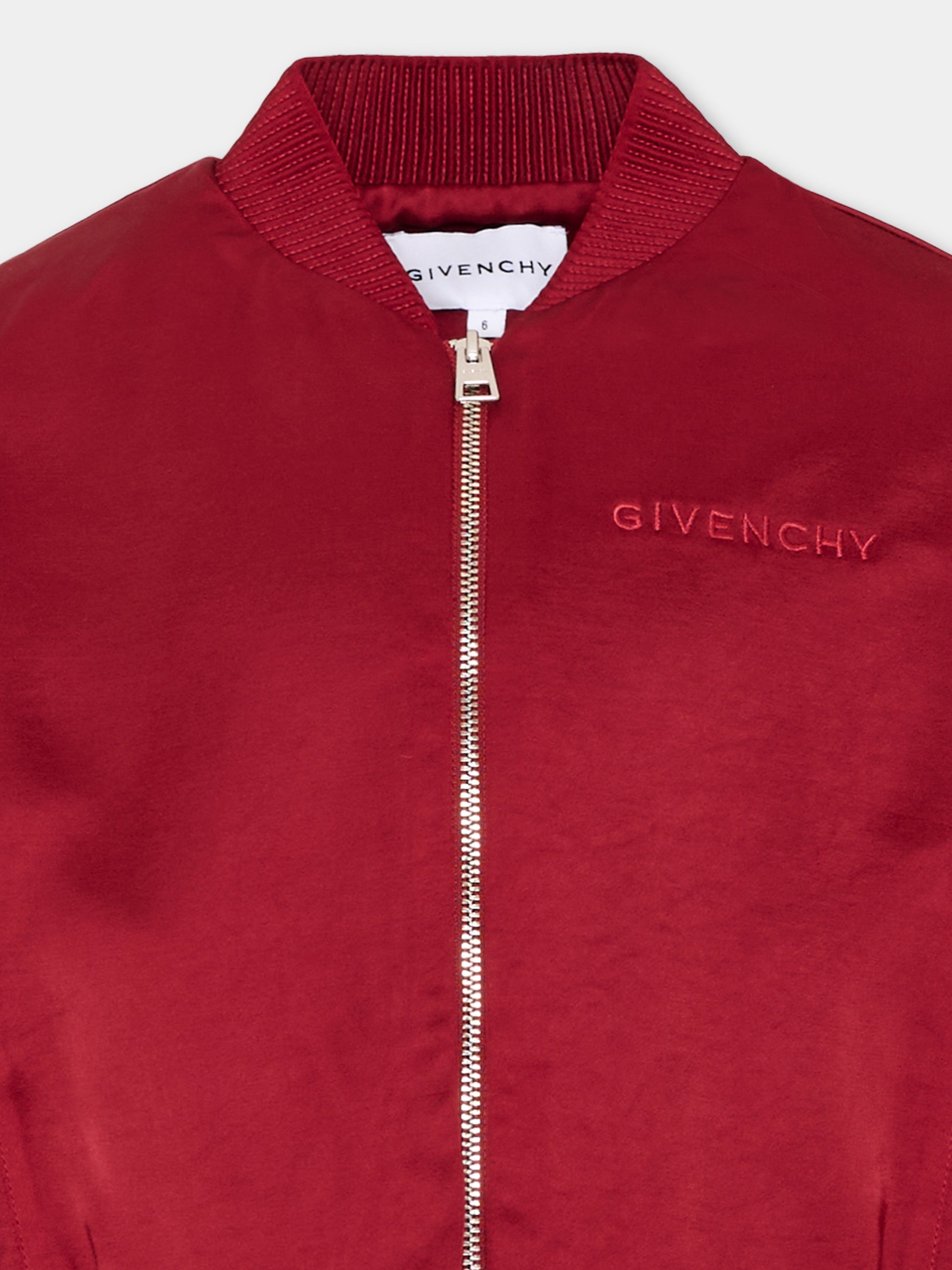 Bomber bordeaux per bambina con logo,Givenchy Kids,H31432 96D