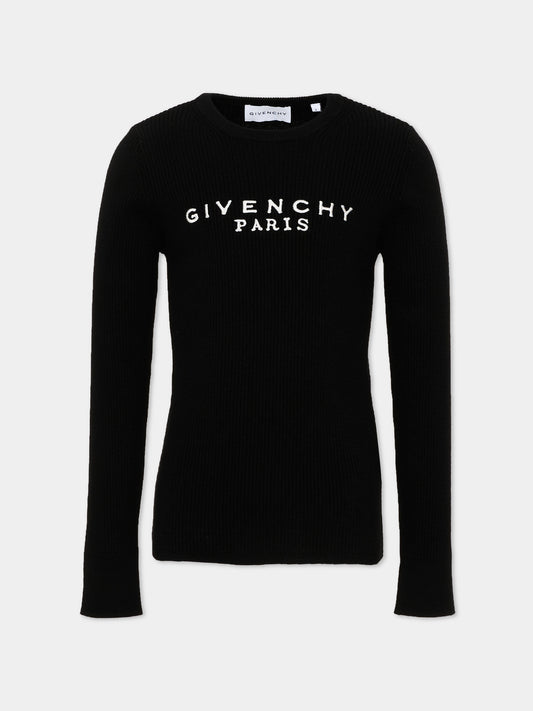 Maglione nero per bambina con logo,Givenchy Kids,H31556 09B