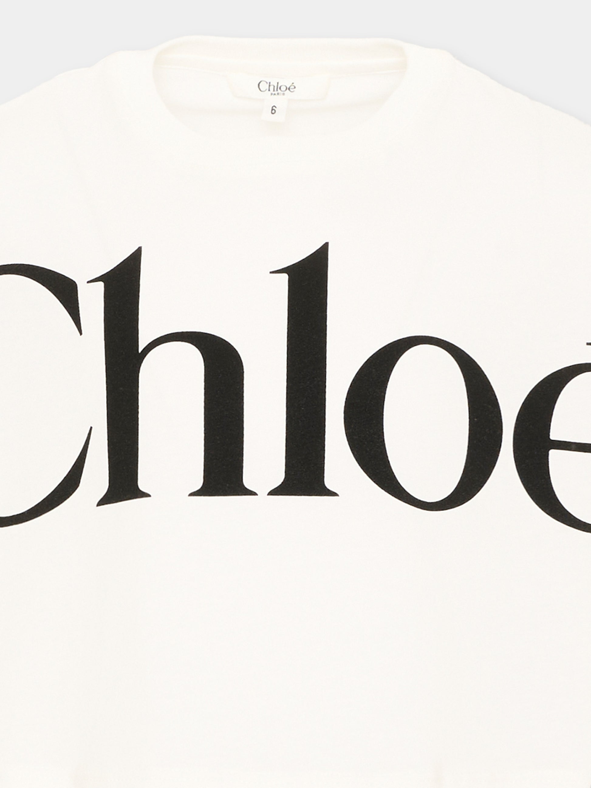 T-Shirt avorio per bambina con logo,Chloé Kids,C21305 117