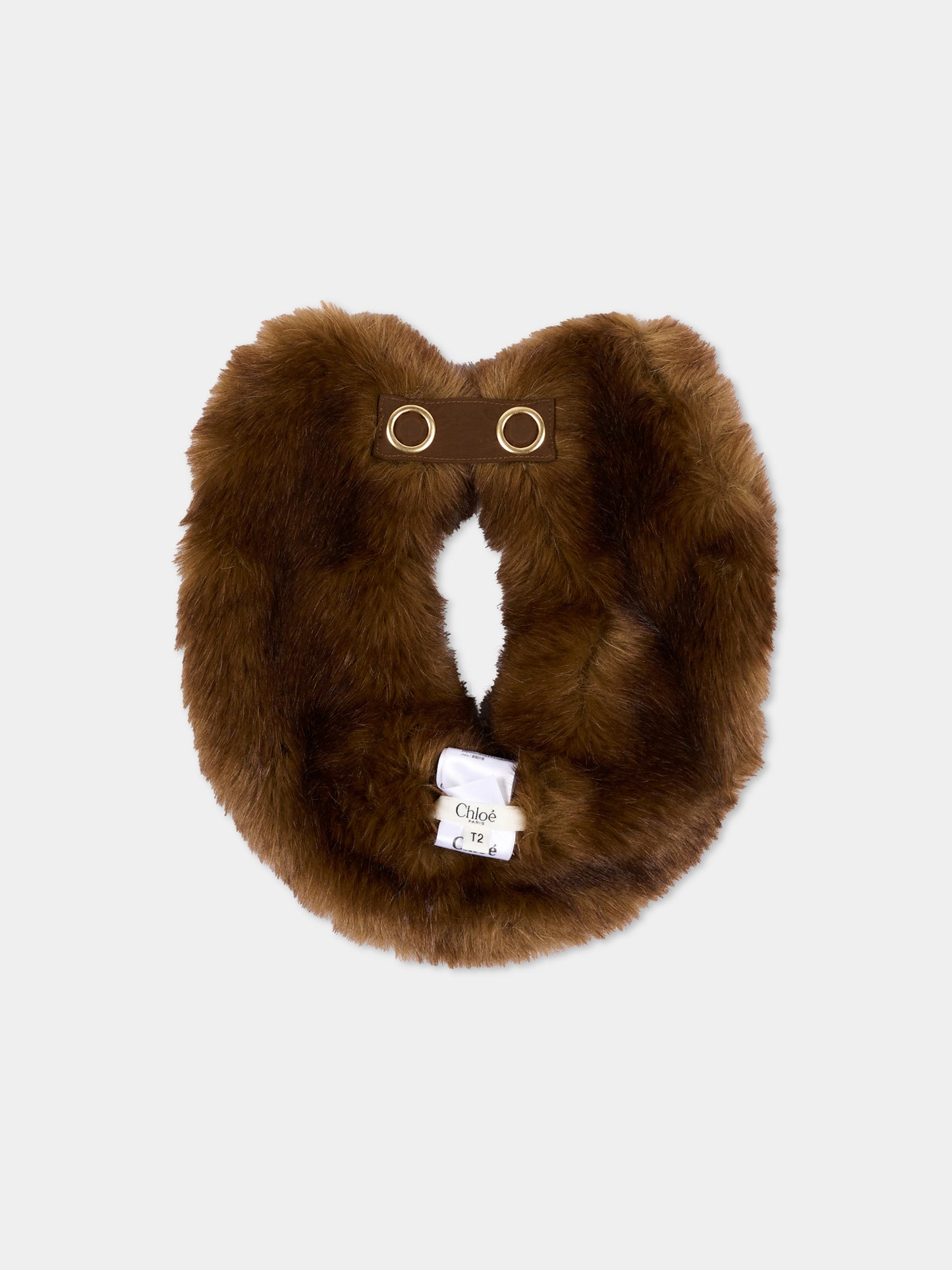 Sciarpa marrone in ecopelliccia,Chloé Kids,C21314 33F