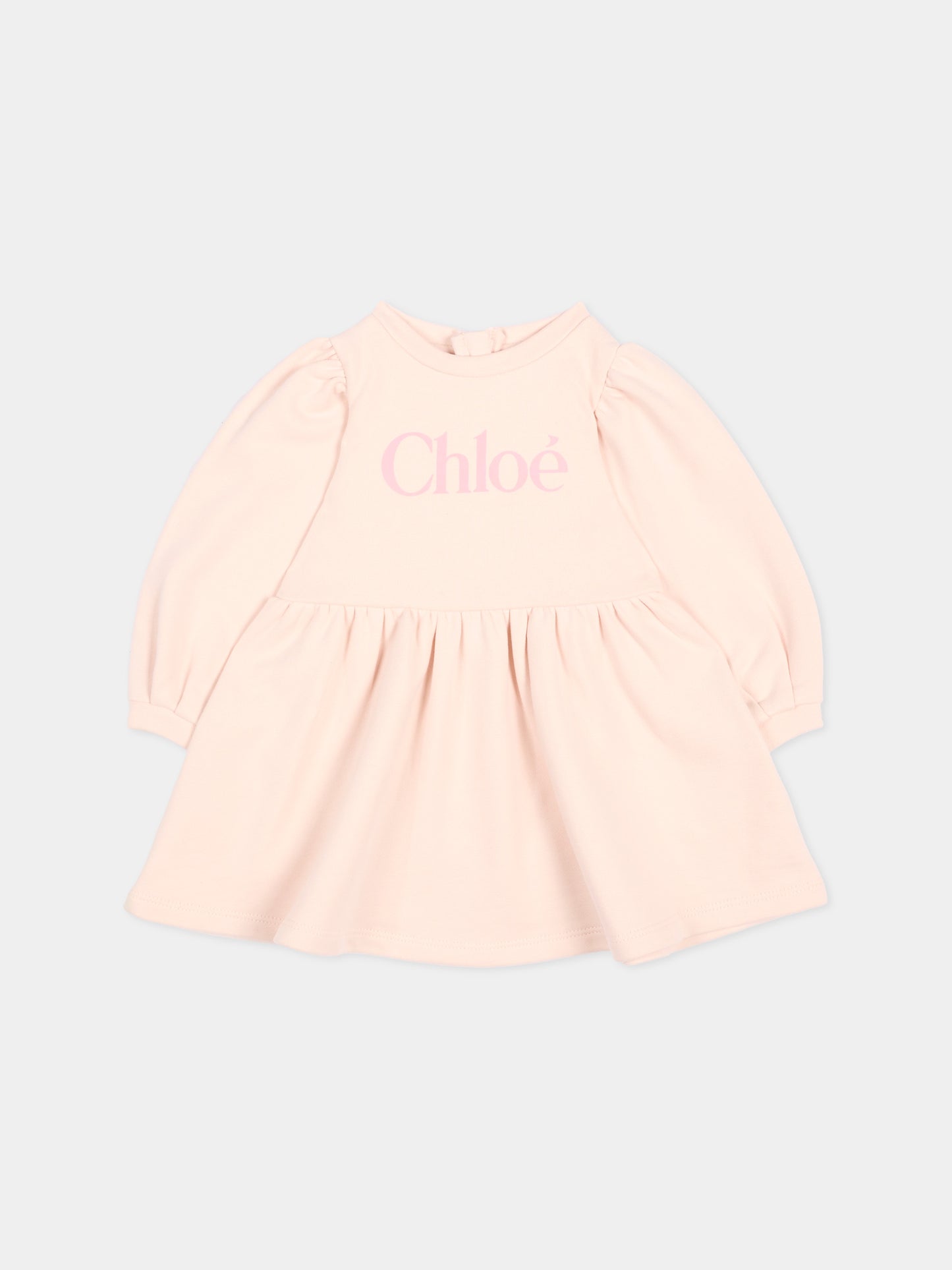 Vestito rosa per neonata con logo,Chloé Kids,C21335 46J