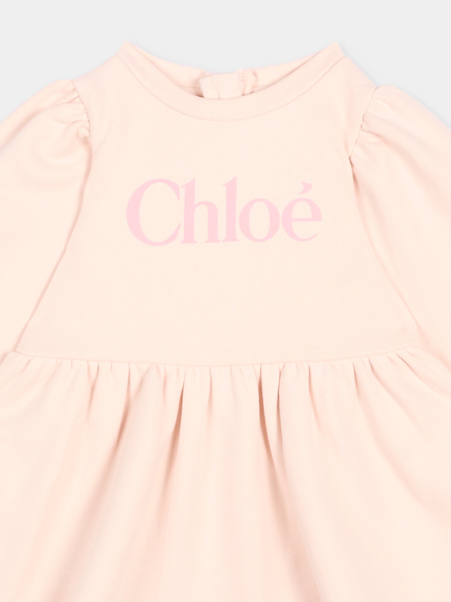 Vestito rosa per neonata con logo,Chloé Kids,C21335 46J