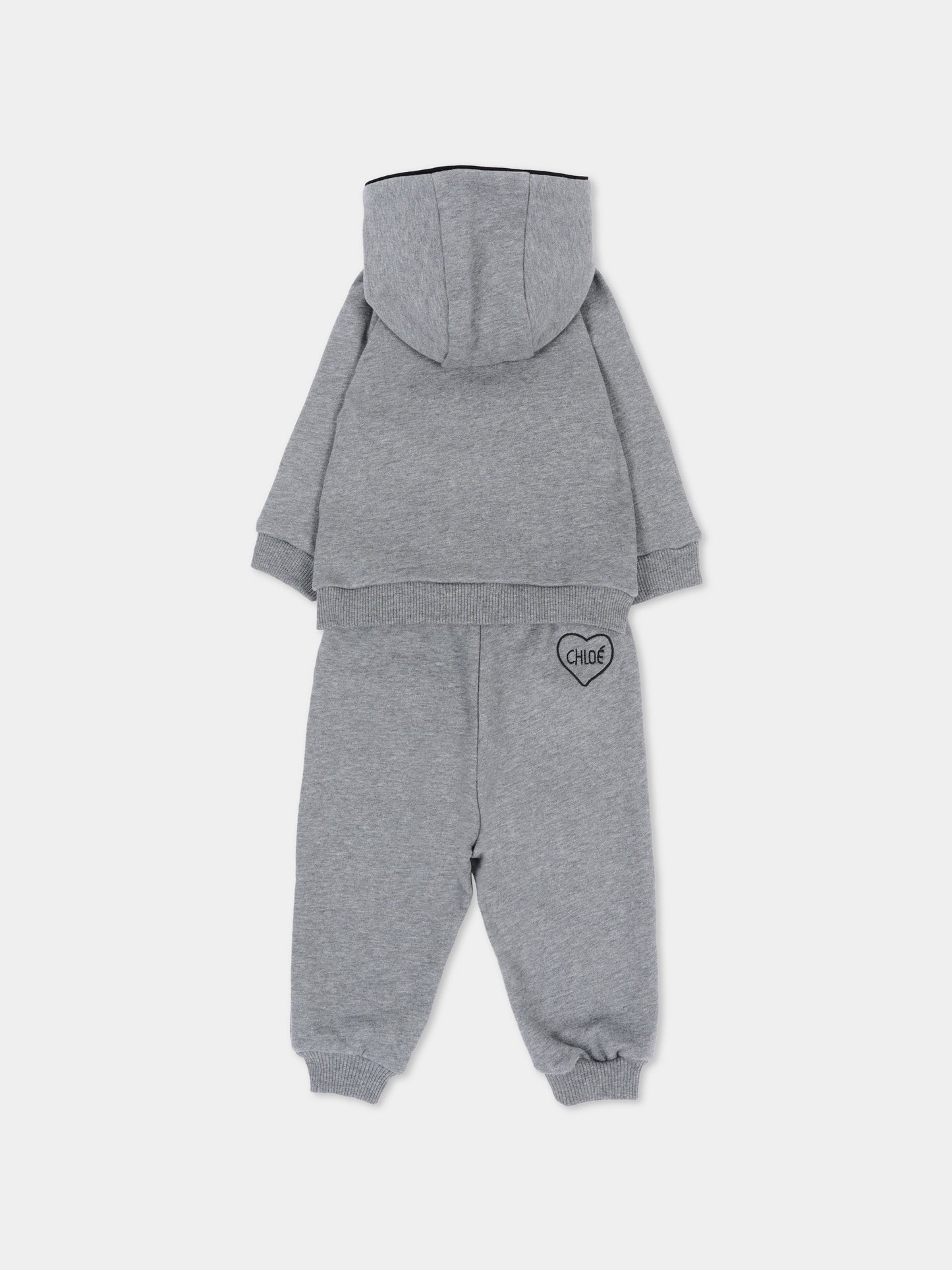 Completo sportivo lungo grigio per neonata,Chloé Kids,C21347 A46