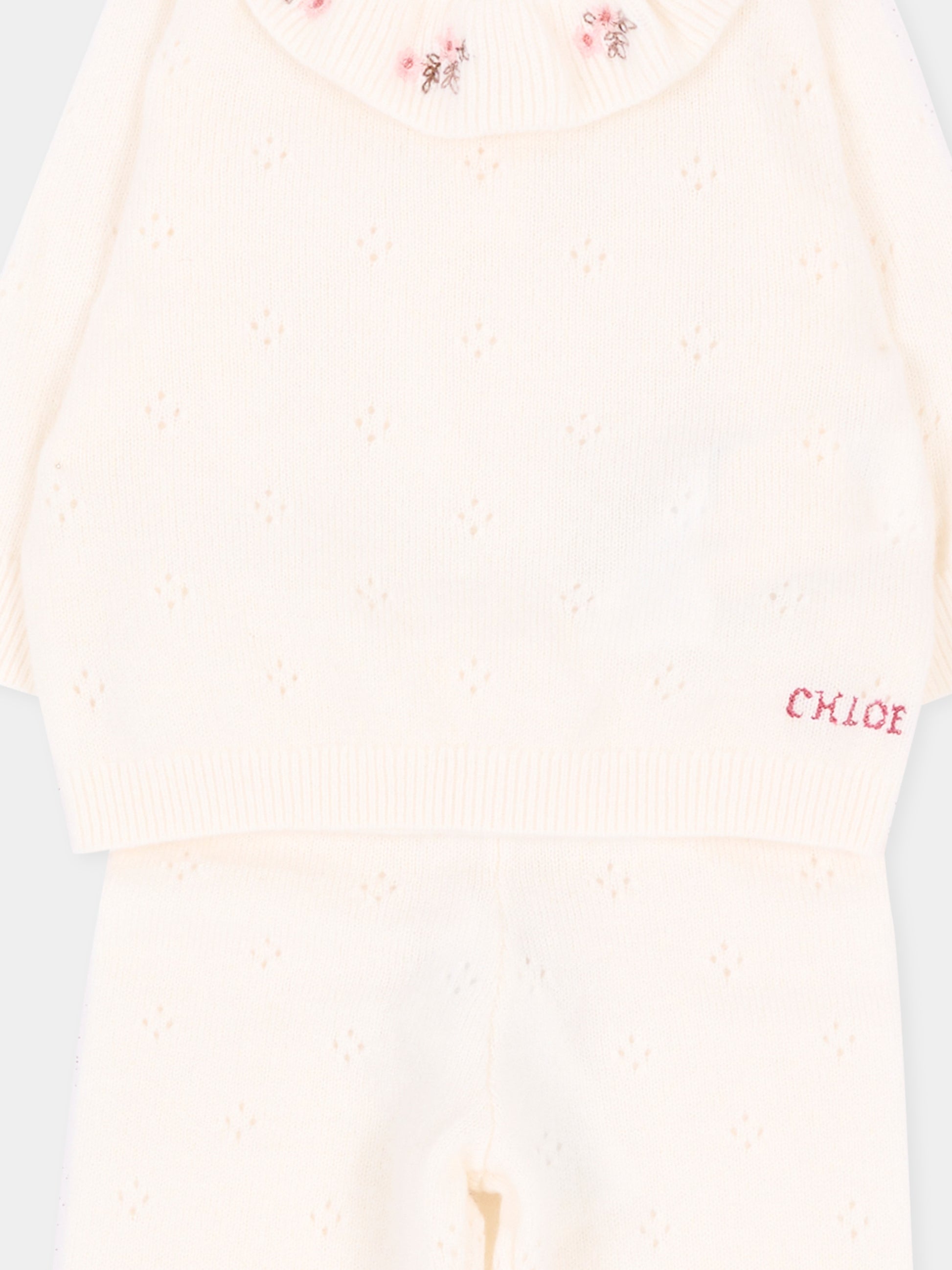 Completo nascita avorio per neonata in maglia,Chloé Kids,C21373 148