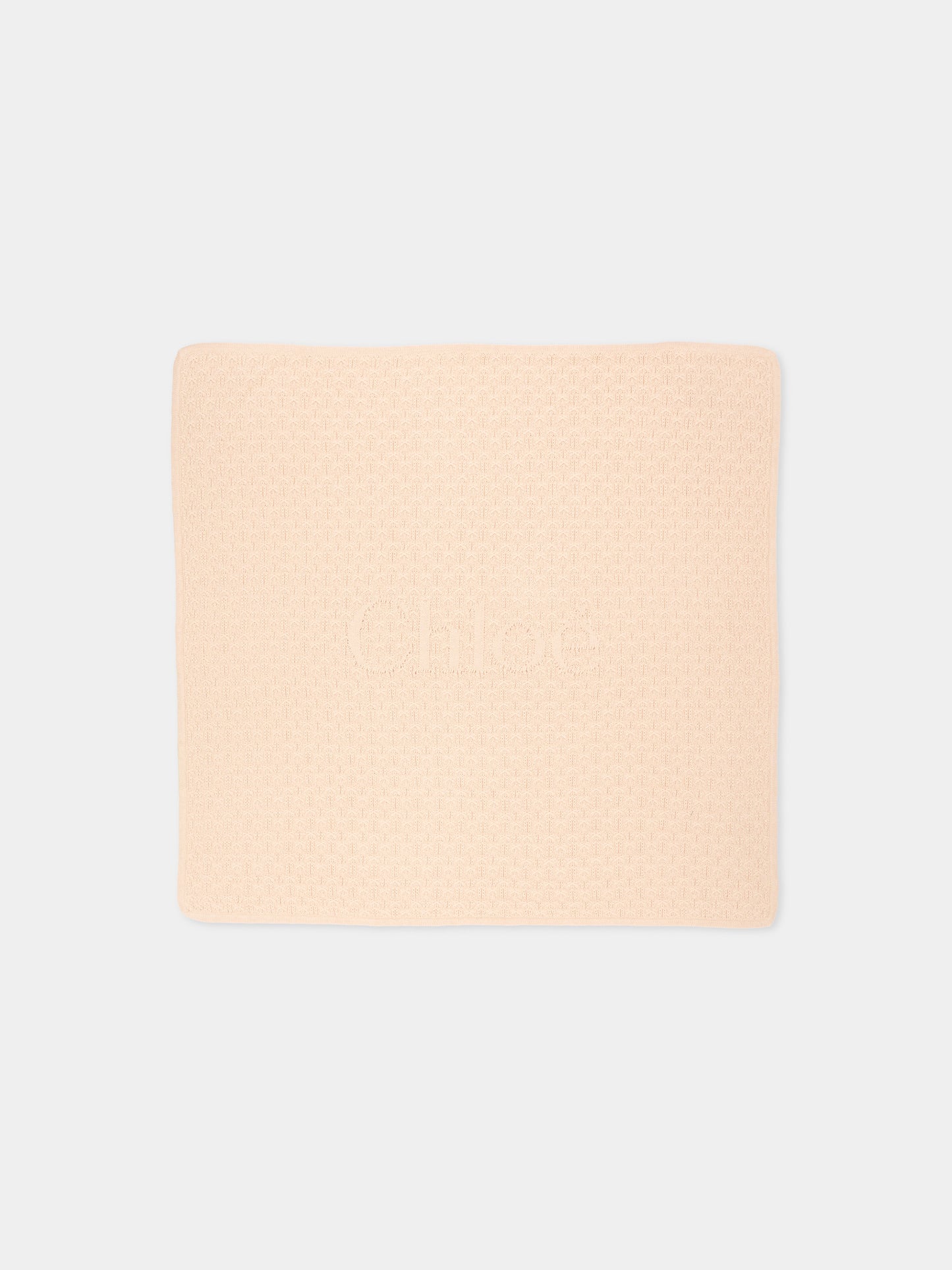 Coperta beige per neonata con logo,Chloé Kids,C21384 20E