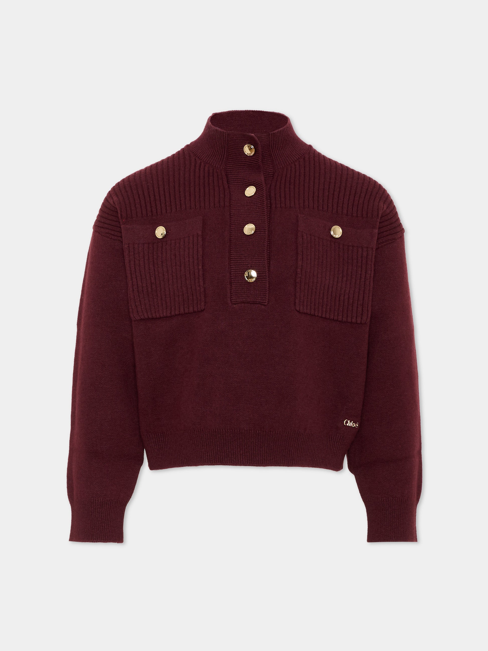 Maglione bordeaux per bambina,Chloé Kids,C21399 94E