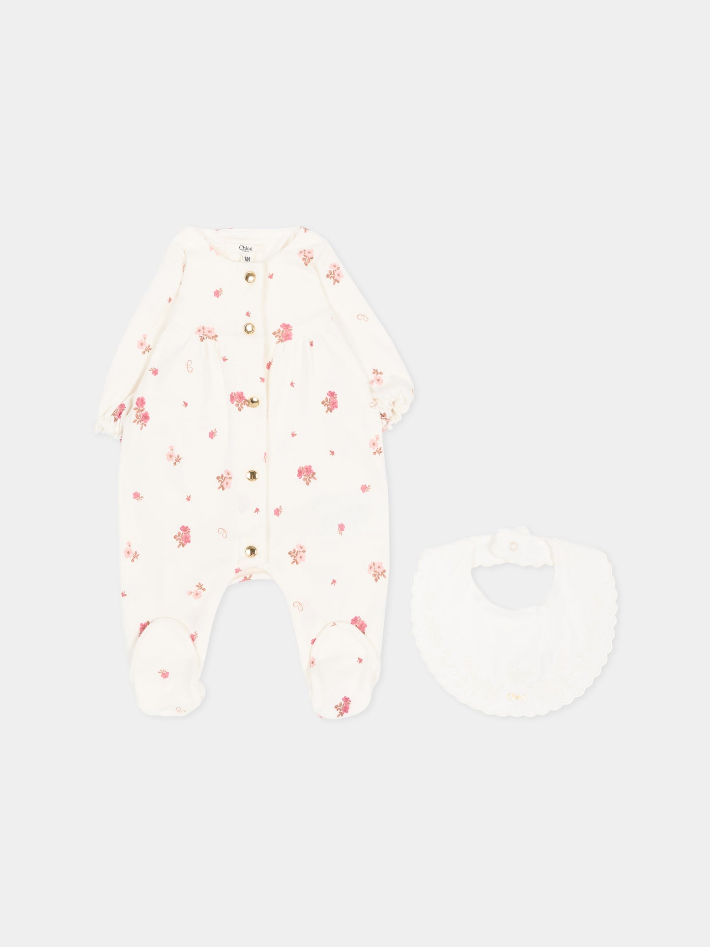 Set tutina avorio per neonata floreale,Chloé Kids,C21403 117