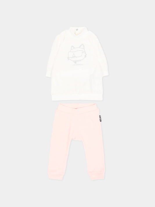 Completo sportivo lungo rosa neonata con Choupette,Karl Lagerfeld Kids,Z31279 N74