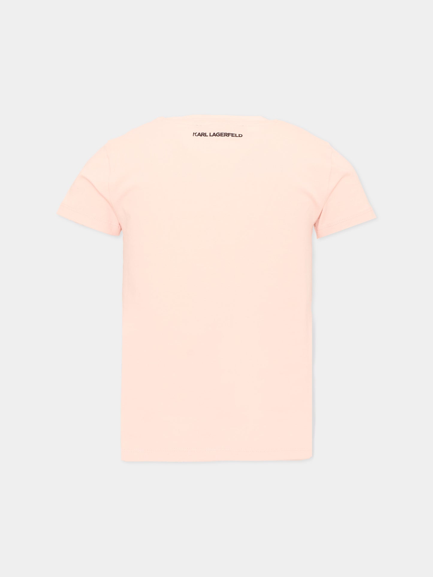 T-shirt rosa per bambina con stampa,Karl Lagerfeld Kids,Z31308 471