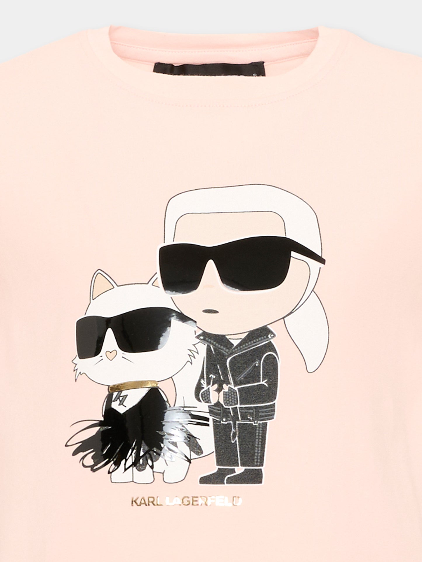 T-shirt rosa per bambina con stampa,Karl Lagerfeld Kids,Z31308 471