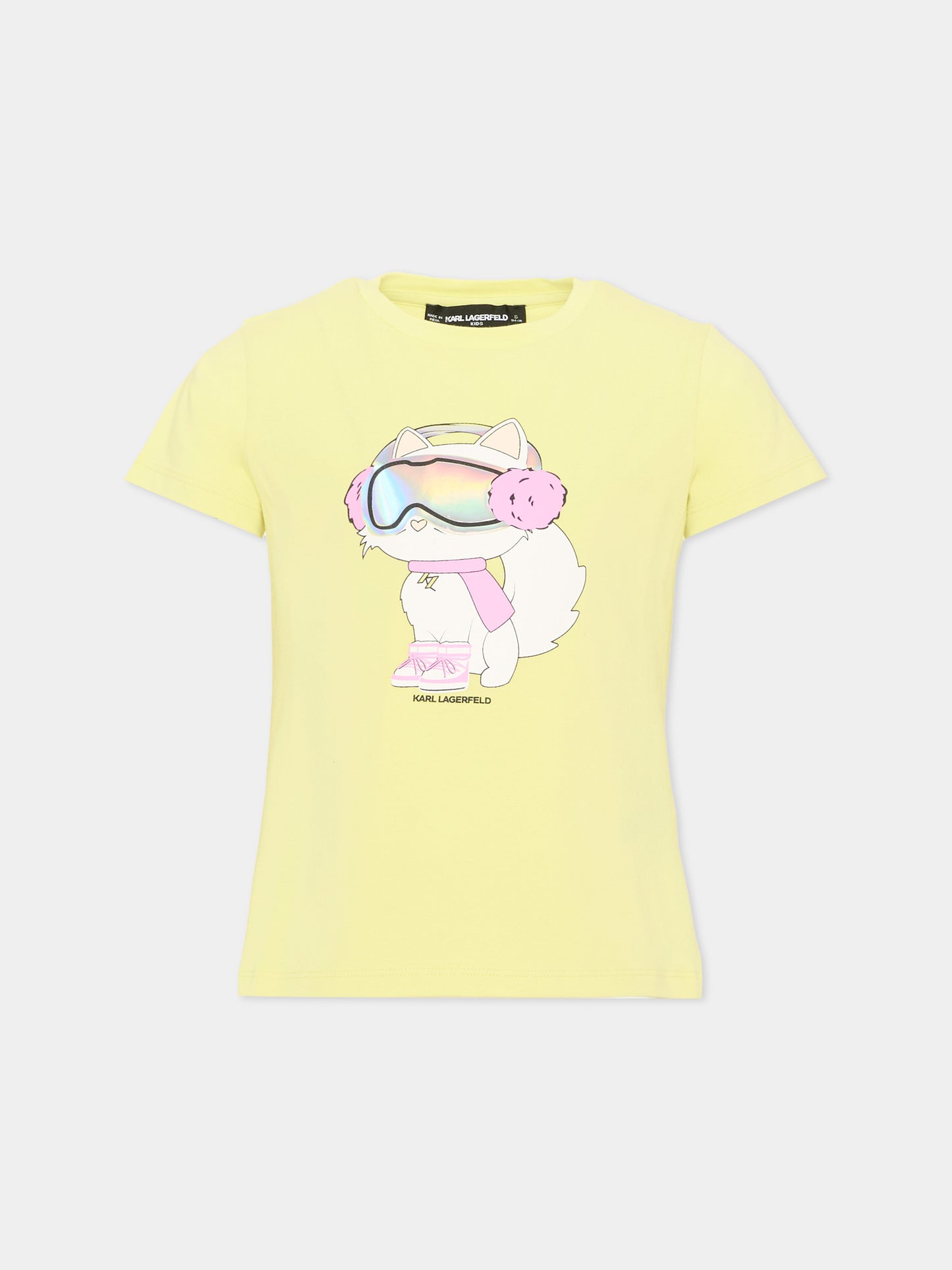 T-shirt gialla per bambina con stampa,Karl Lagerfeld Kids,Z31309 532