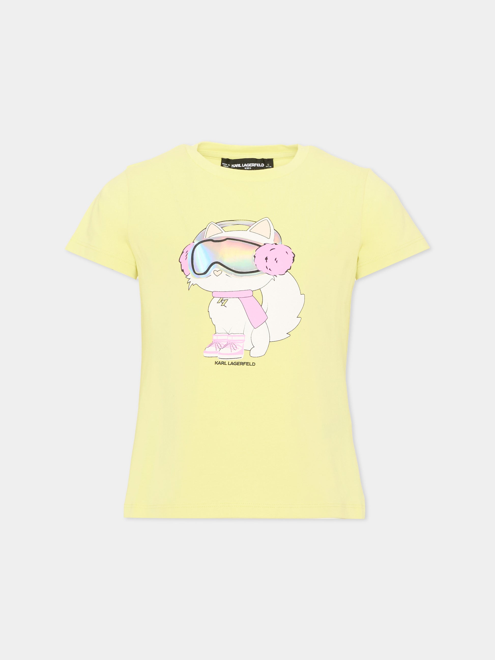 T-shirt gialla per bambina con stampa,Karl Lagerfeld Kids,Z31309 532