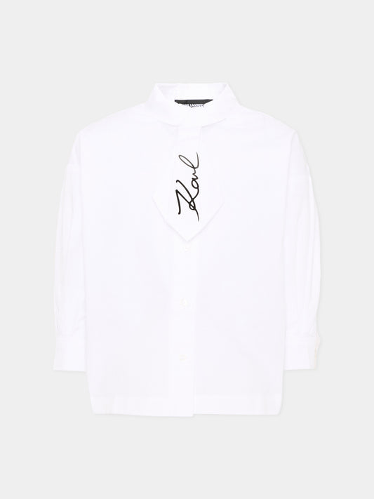 Camicia a manica lunga bianca logo,Karl Lagerfeld Kids,Z31316 10P