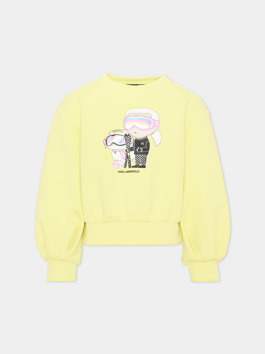 Felpa gialla per bambina con stampa,Karl Lagerfeld Kids,Z31318 532