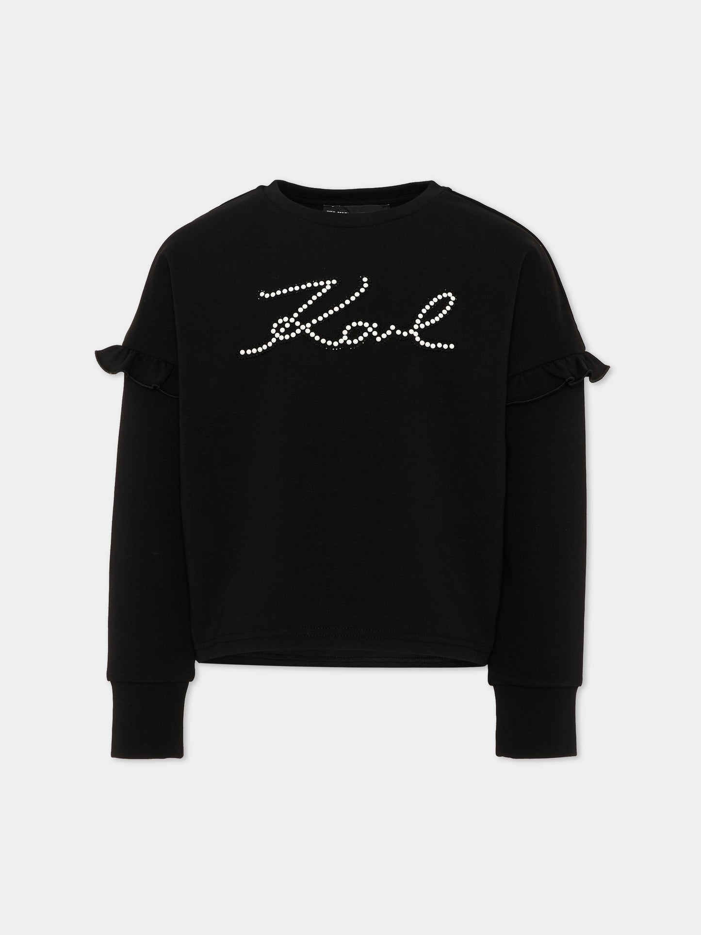 Felpa nera per bambina con logo,Karl Lagerfeld Kids,Z31319 09B
