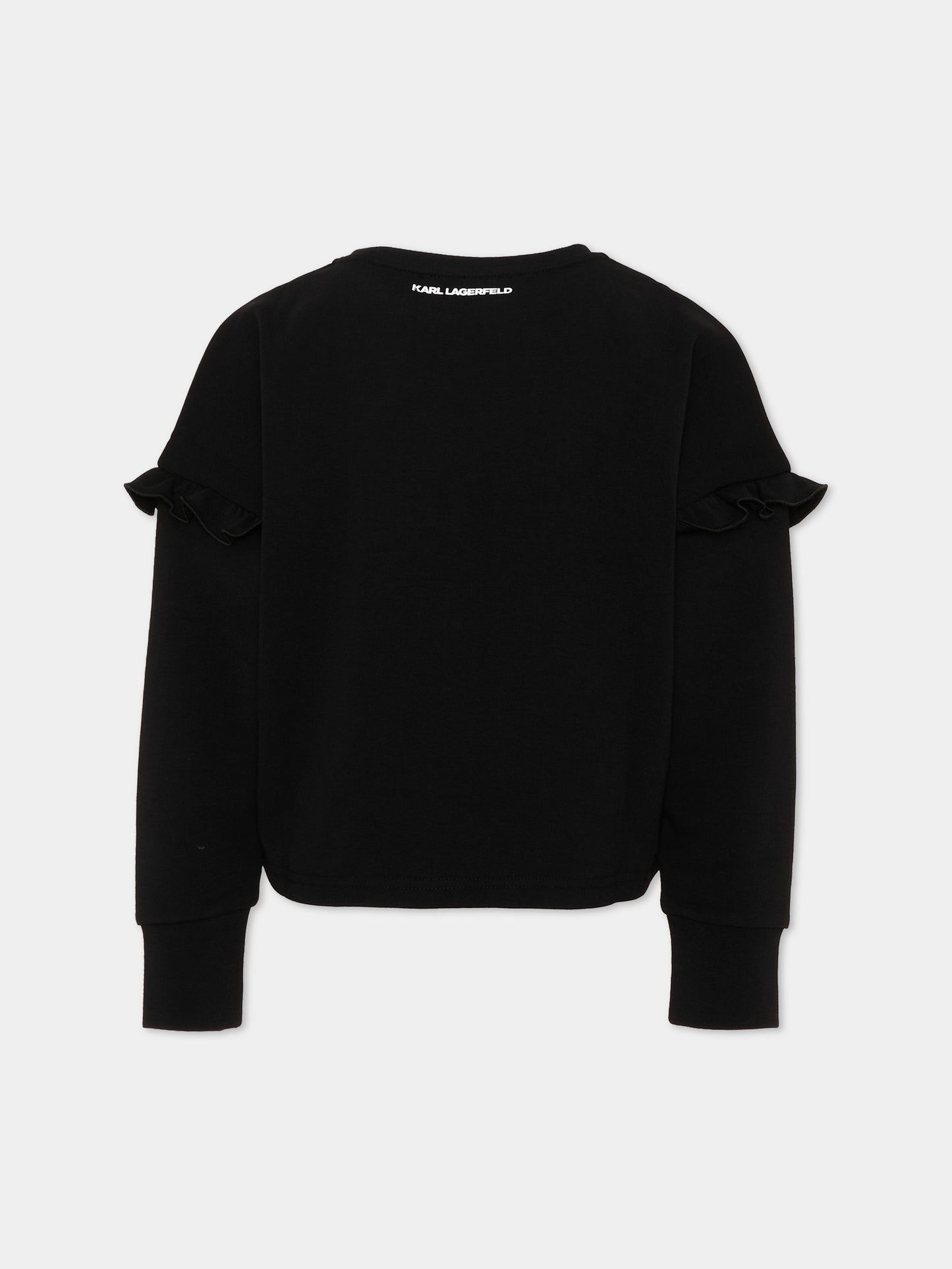 Felpa nera per bambina con logo,Karl Lagerfeld Kids,Z31319 09B