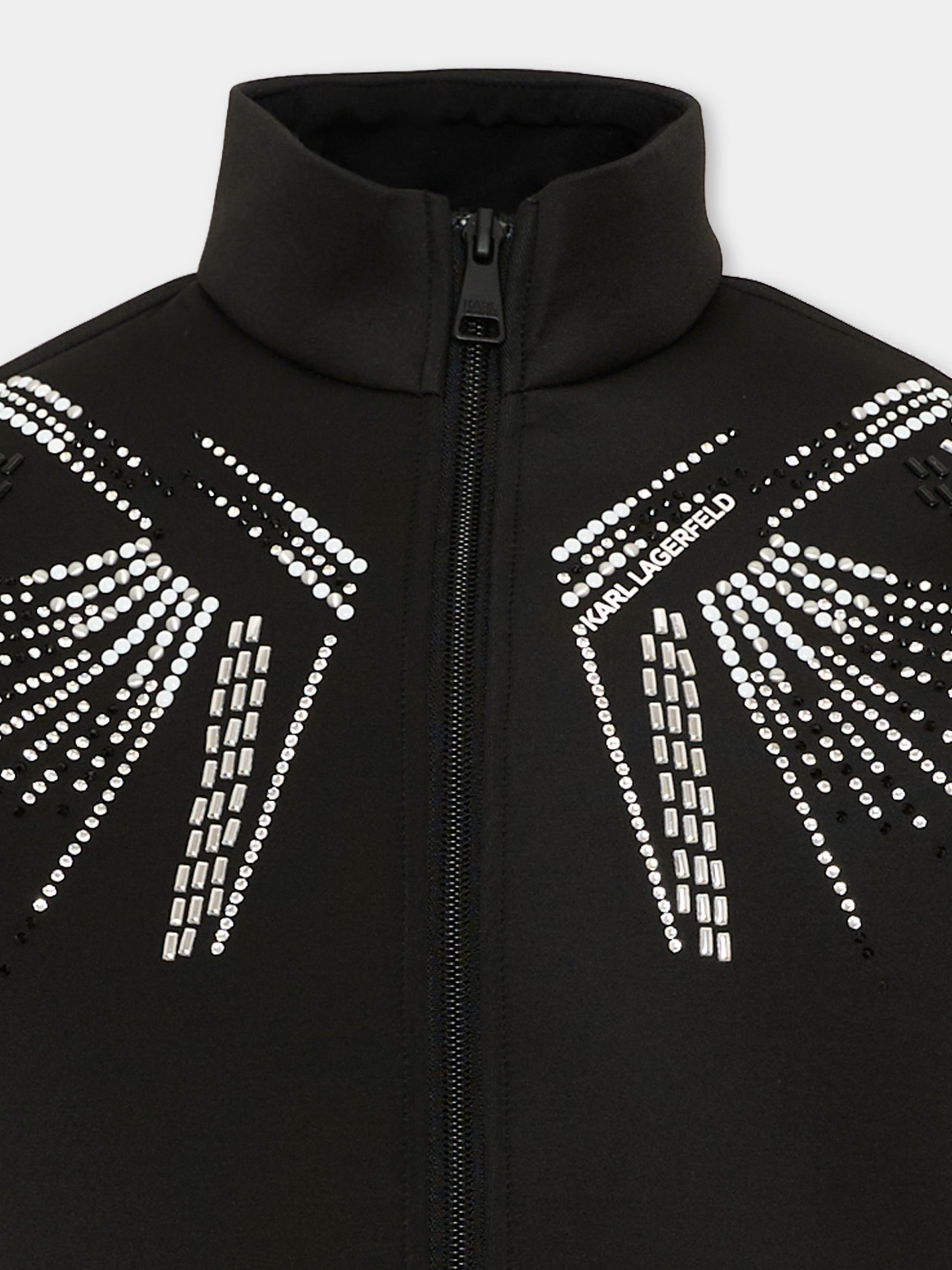 Bomber nero per bambina con strass,Karl Lagerfeld Kids,Z31322 09B