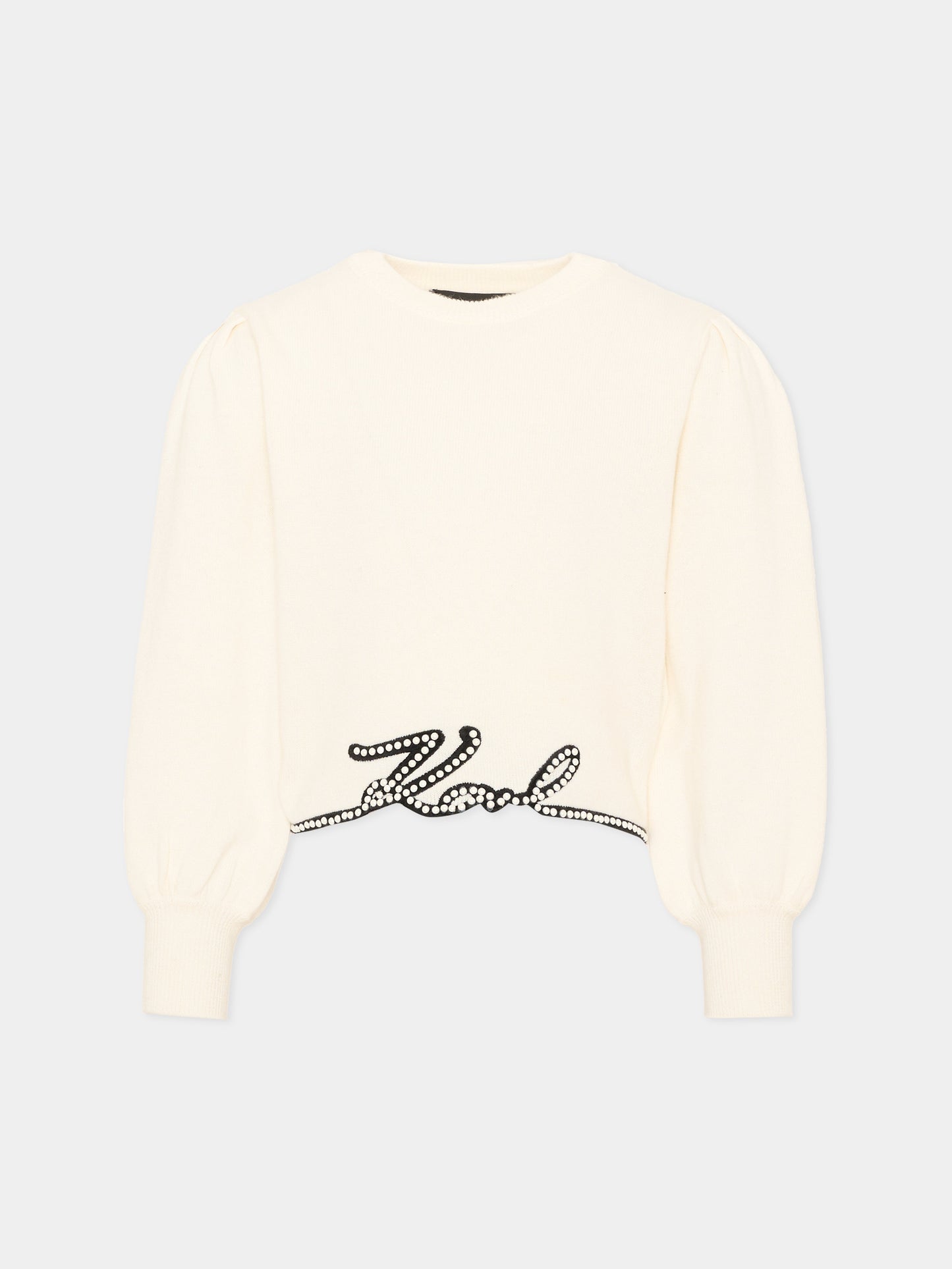 Maglione avorio per bambina con logo,Karl Lagerfeld Kids,Z31324 182