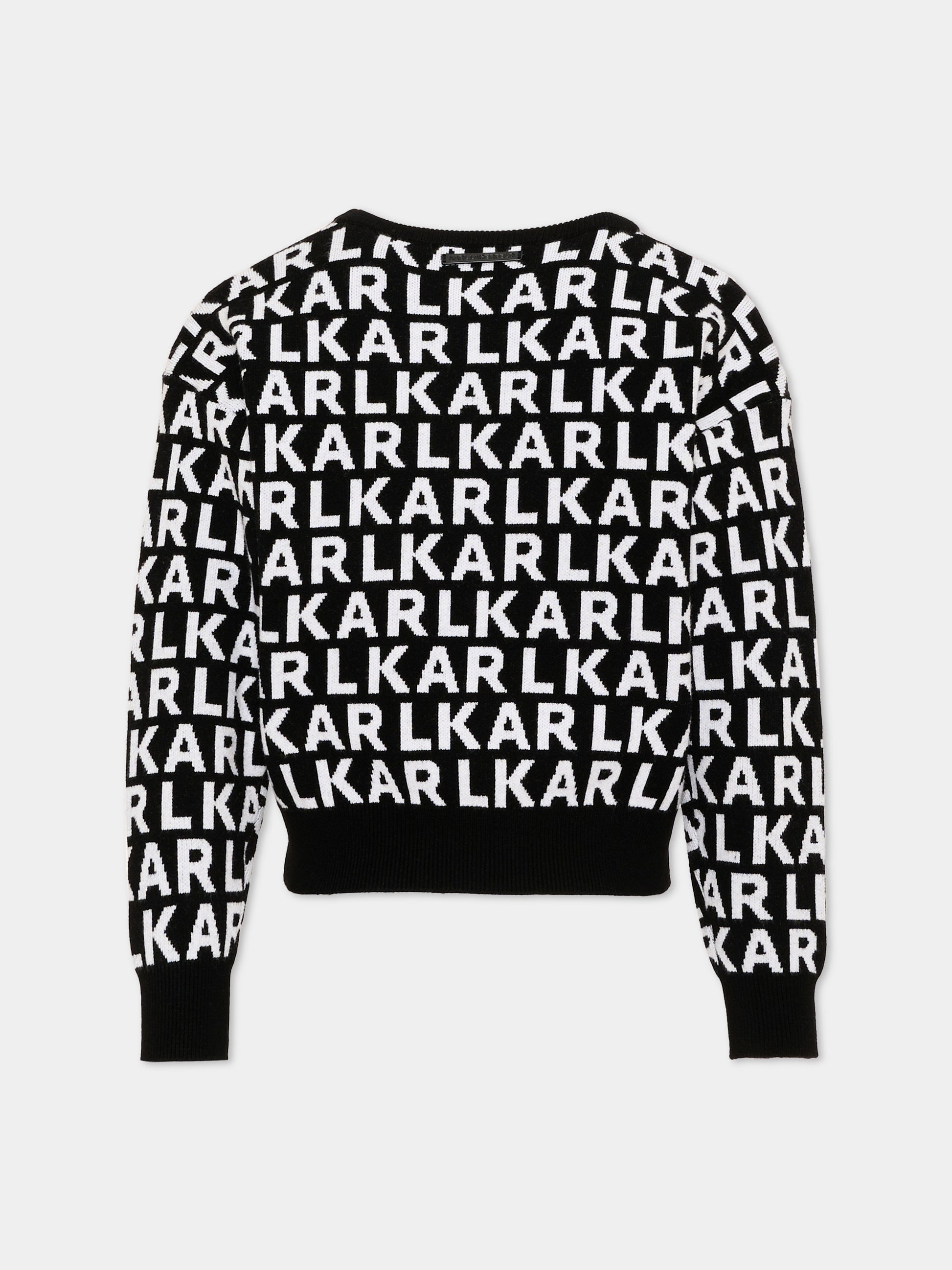 Maglione nero per bambina con logo,Karl Lagerfeld Kids,Z31325 M41