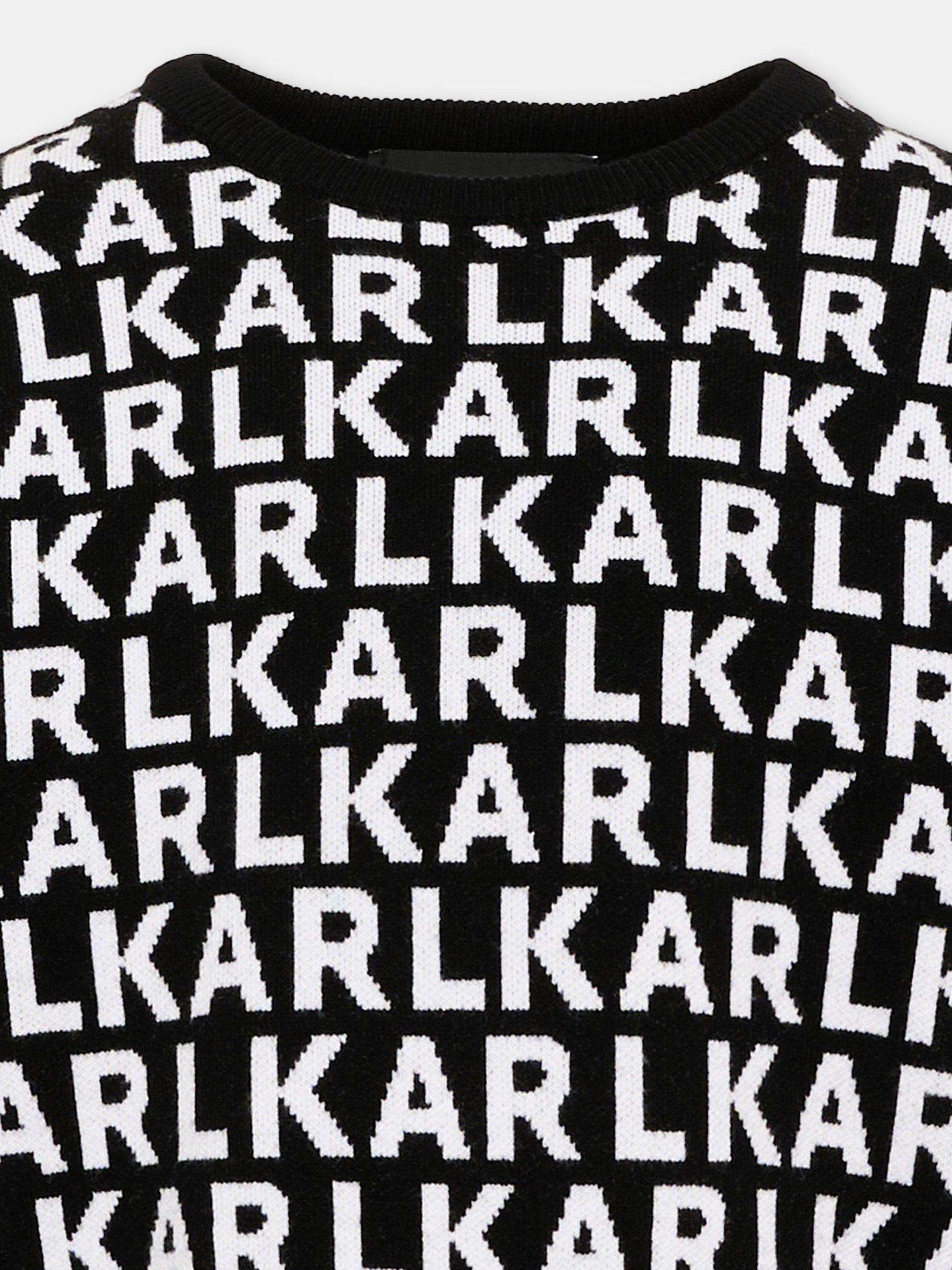 Maglione nero per bambina con logo,Karl Lagerfeld Kids,Z31325 M41