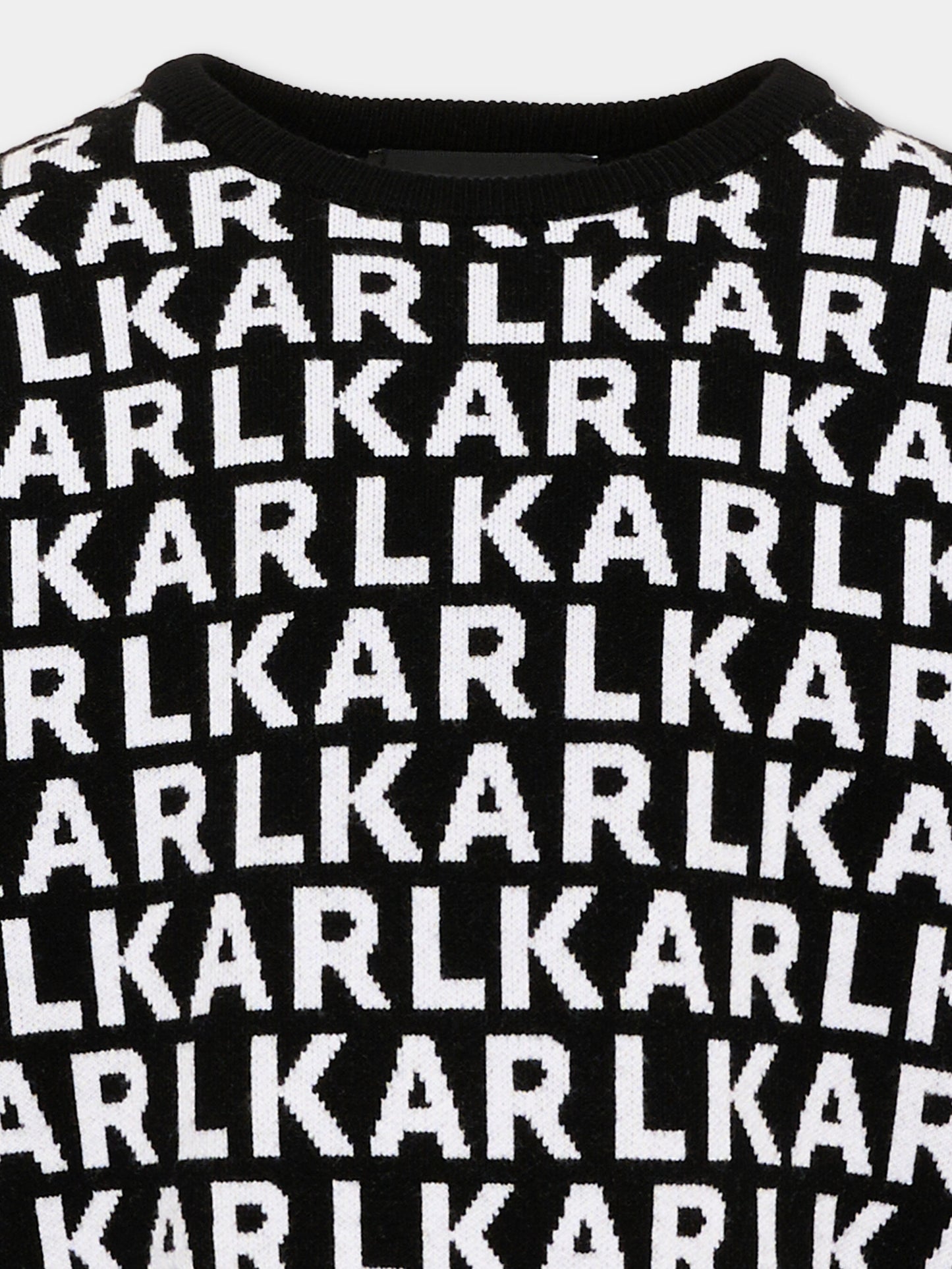 Maglione nero per bambina con logo,Karl Lagerfeld Kids,Z31325 M41