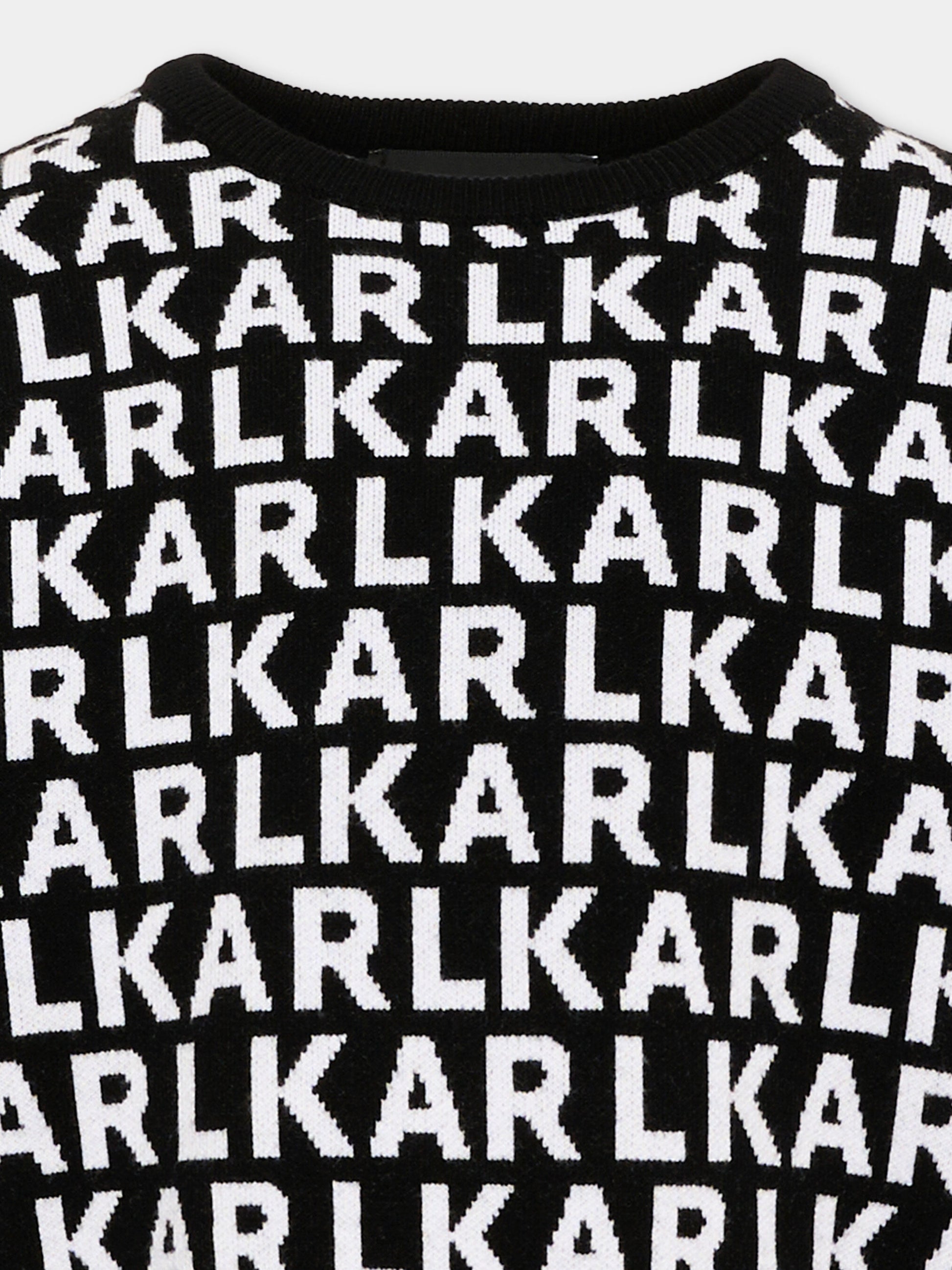 Maglione nero per bambina con logo,Karl Lagerfeld Kids,Z31325 M41