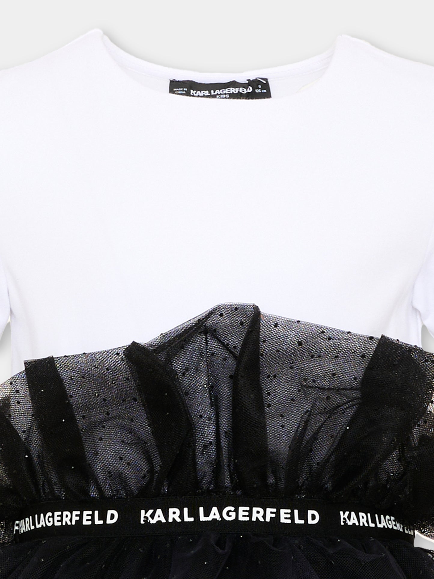 Abito elegante bianco e nero con tulle,Karl Lagerfeld Kids,Z31326 N50