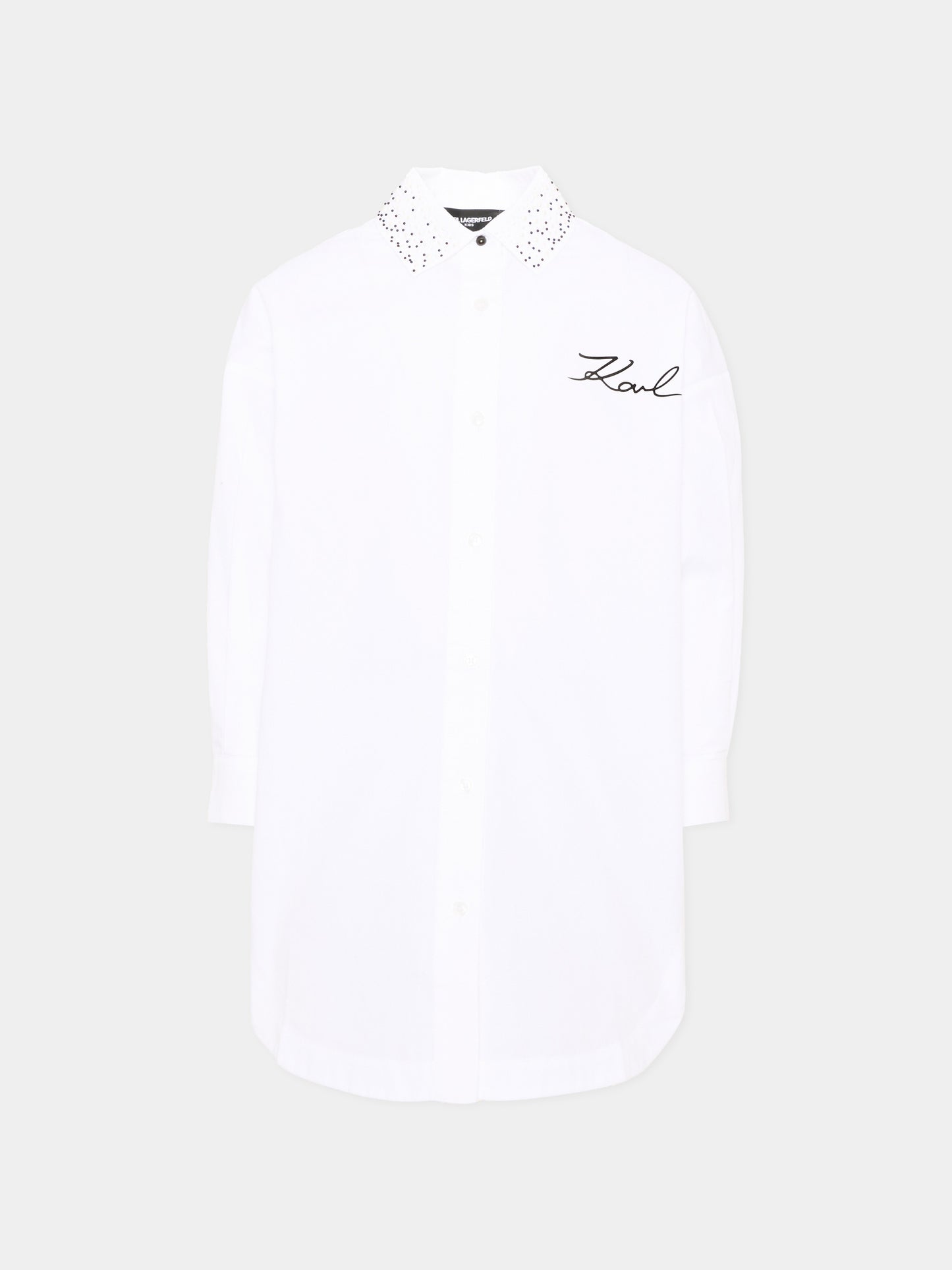 Vestito a manica lunga bianco con ricamo,Karl Lagerfeld Kids,Z31332 10P