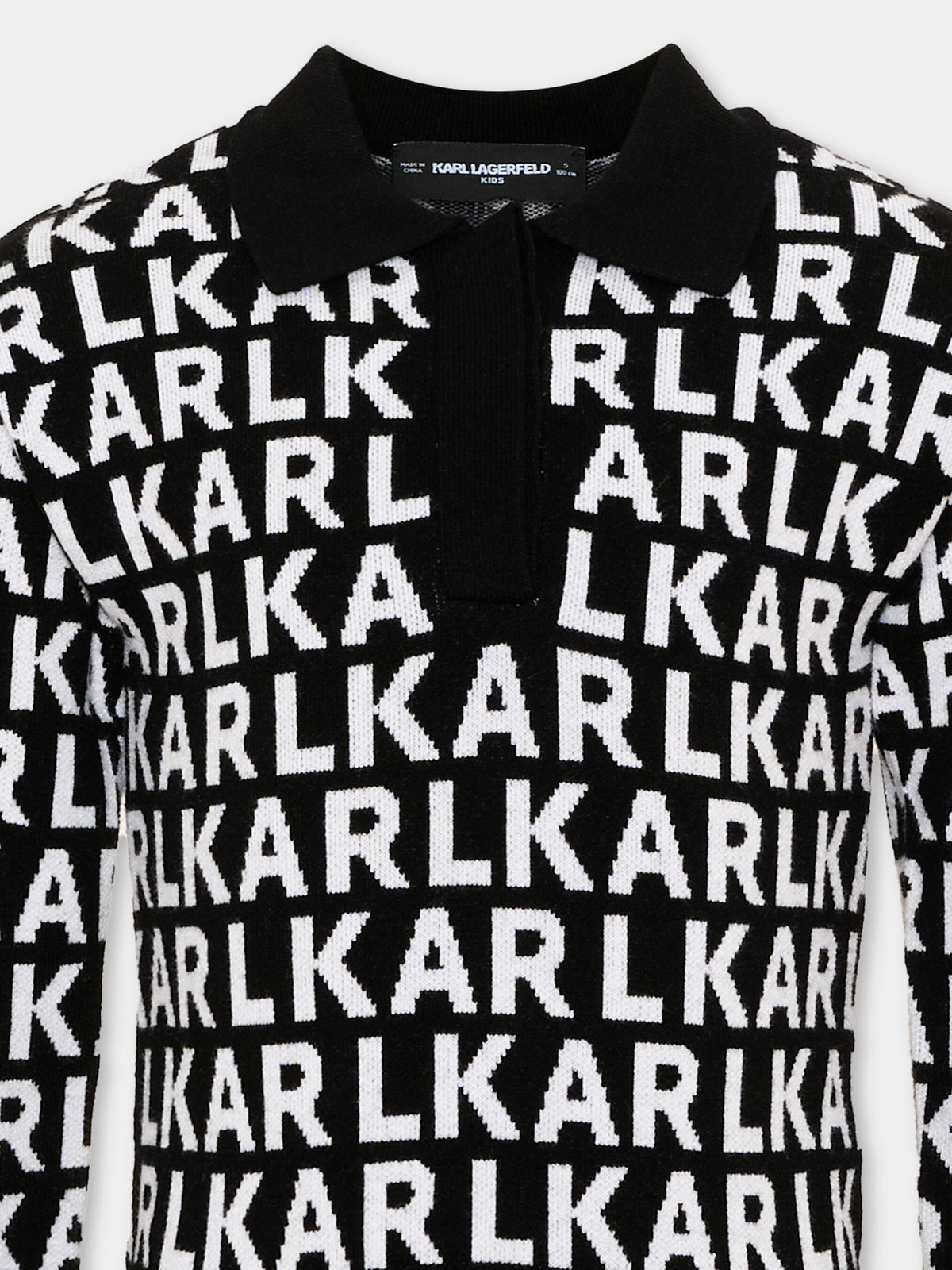 Vestito nero per bambina con logo,Karl Lagerfeld Kids,Z31338 M41