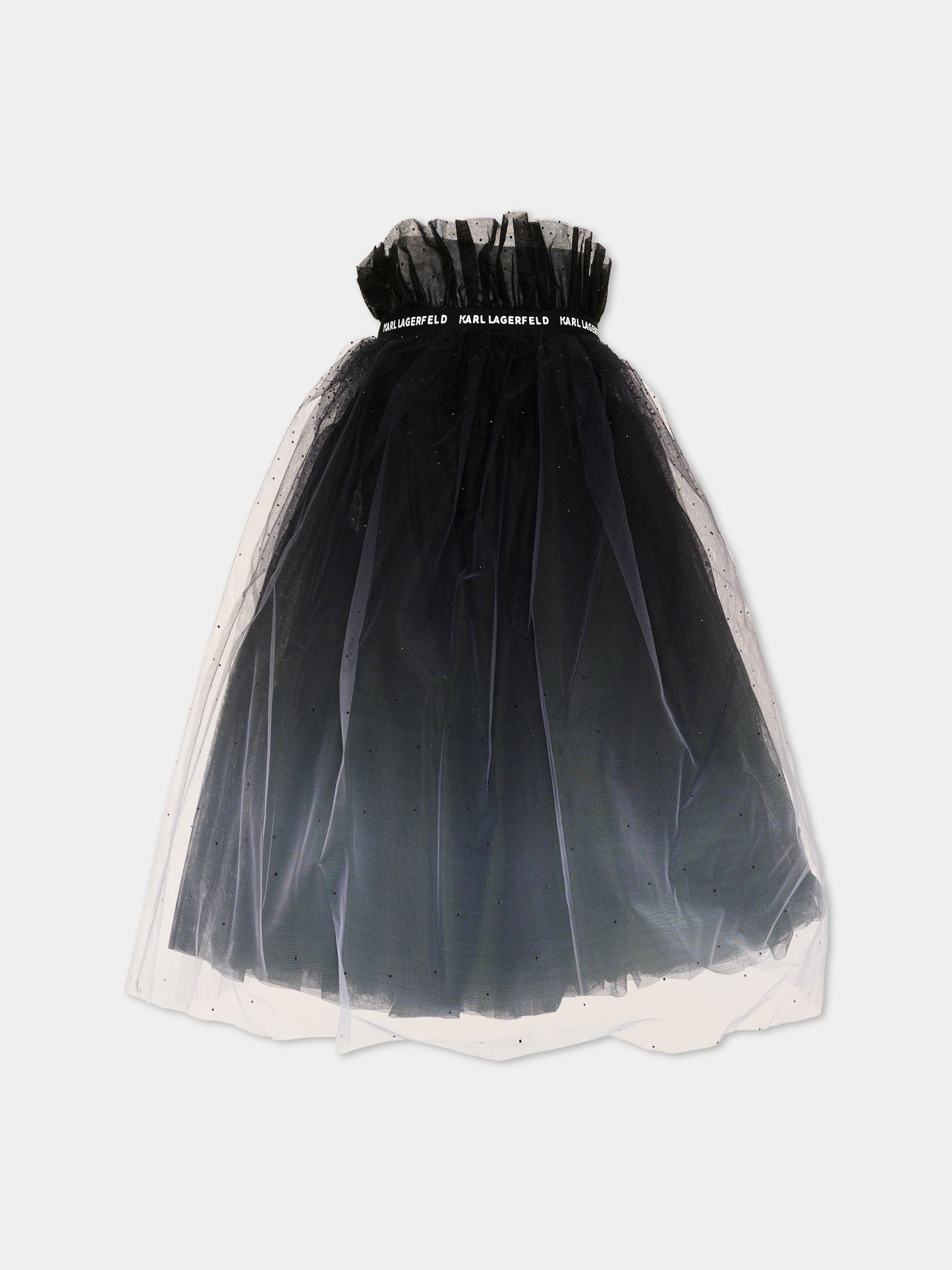Gonna nera per bambina in tulle,Karl Lagerfeld Kids,Z31347 N50