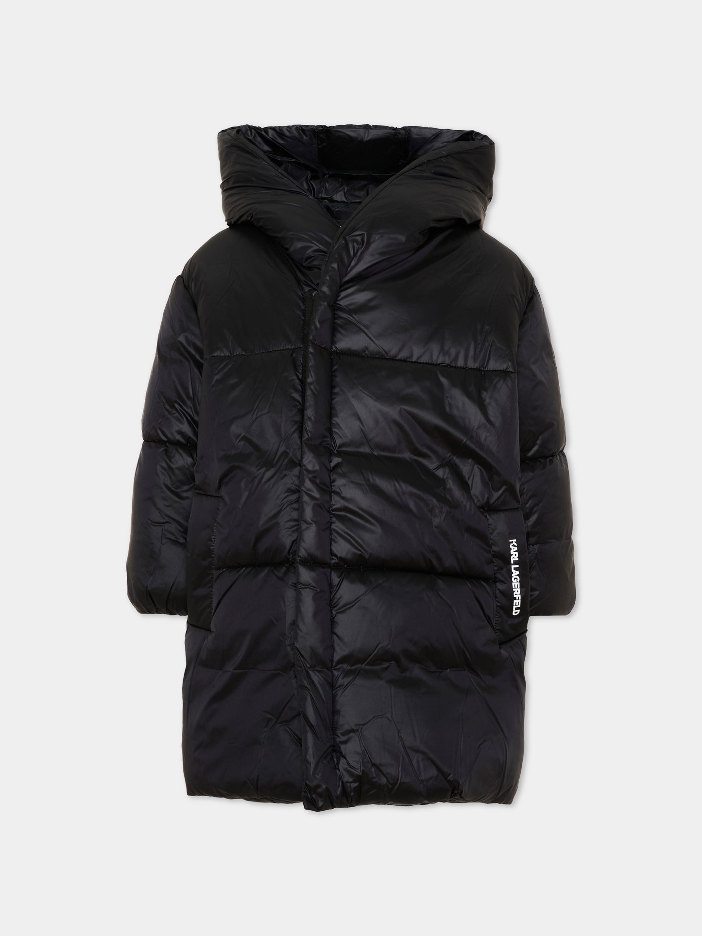 Piumino nero per bambina con logo,Karl Lagerfeld Kids,Z31355 09B