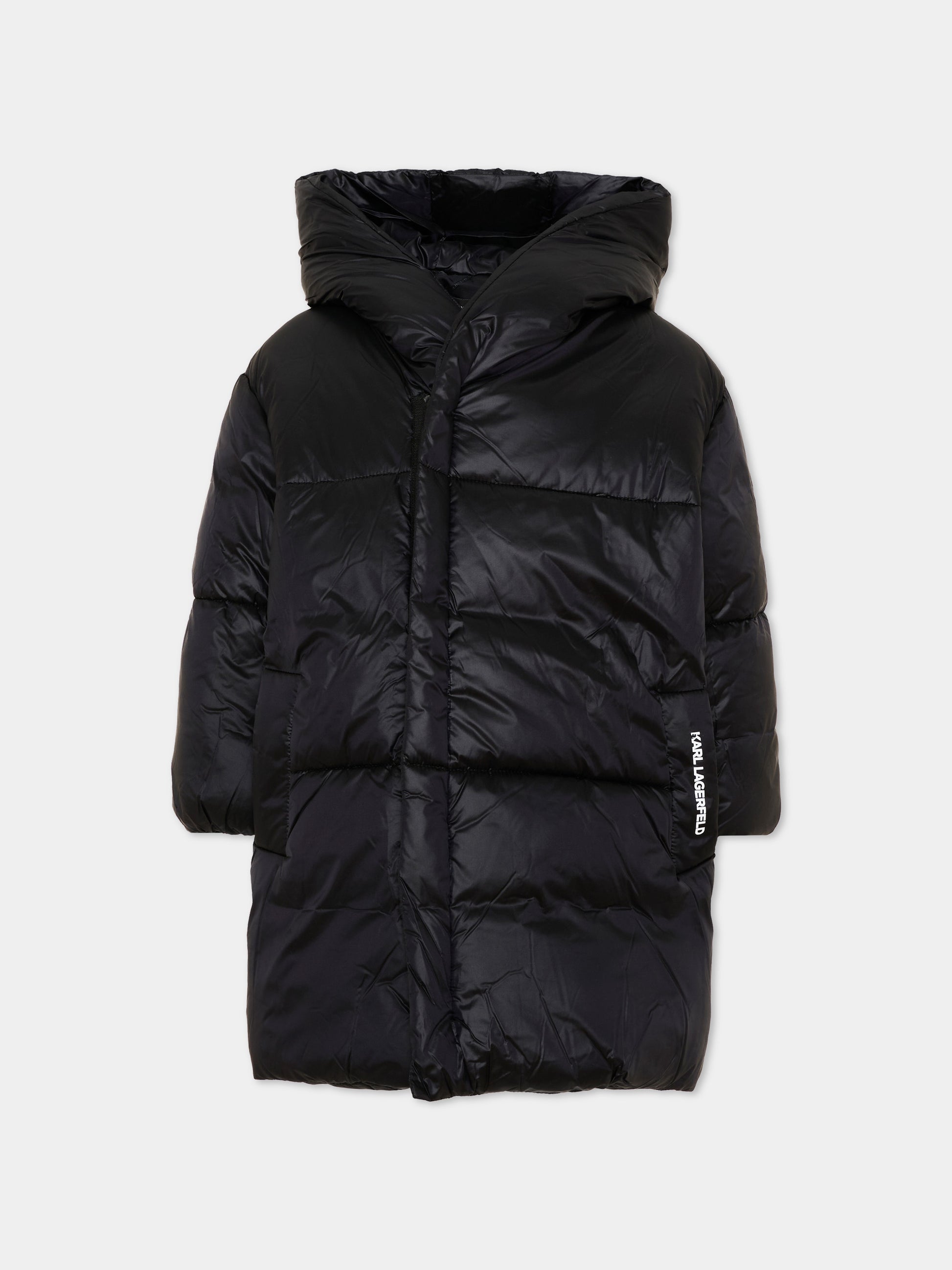 Piumino nero per bambina con logo,Karl Lagerfeld Kids,Z31355 09B