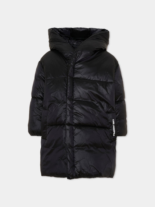 Piumino nero per bambina con logo,Karl Lagerfeld Kids,Z31355 09B