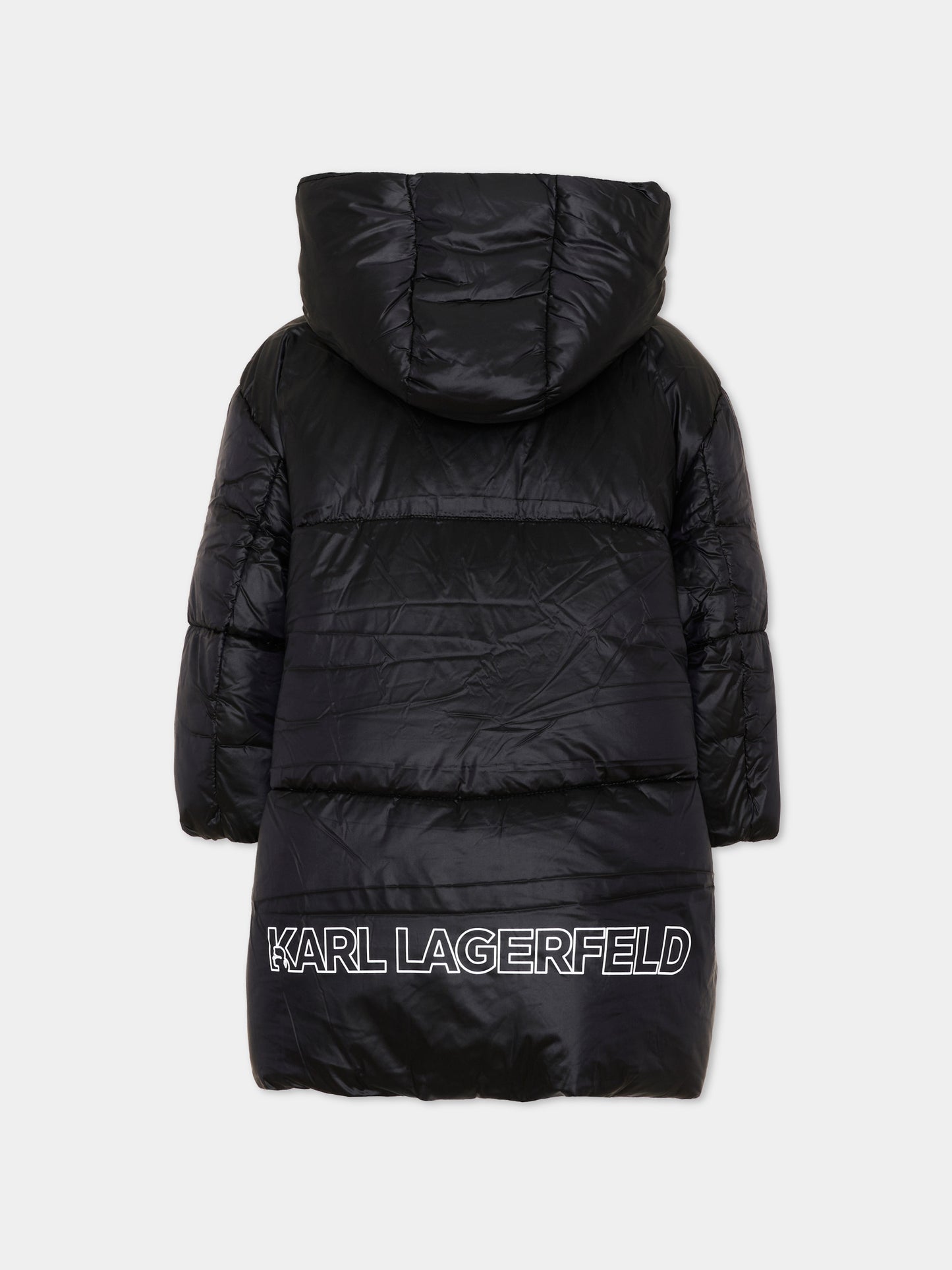 Piumino nero per bambina con logo,Karl Lagerfeld Kids,Z31355 09B