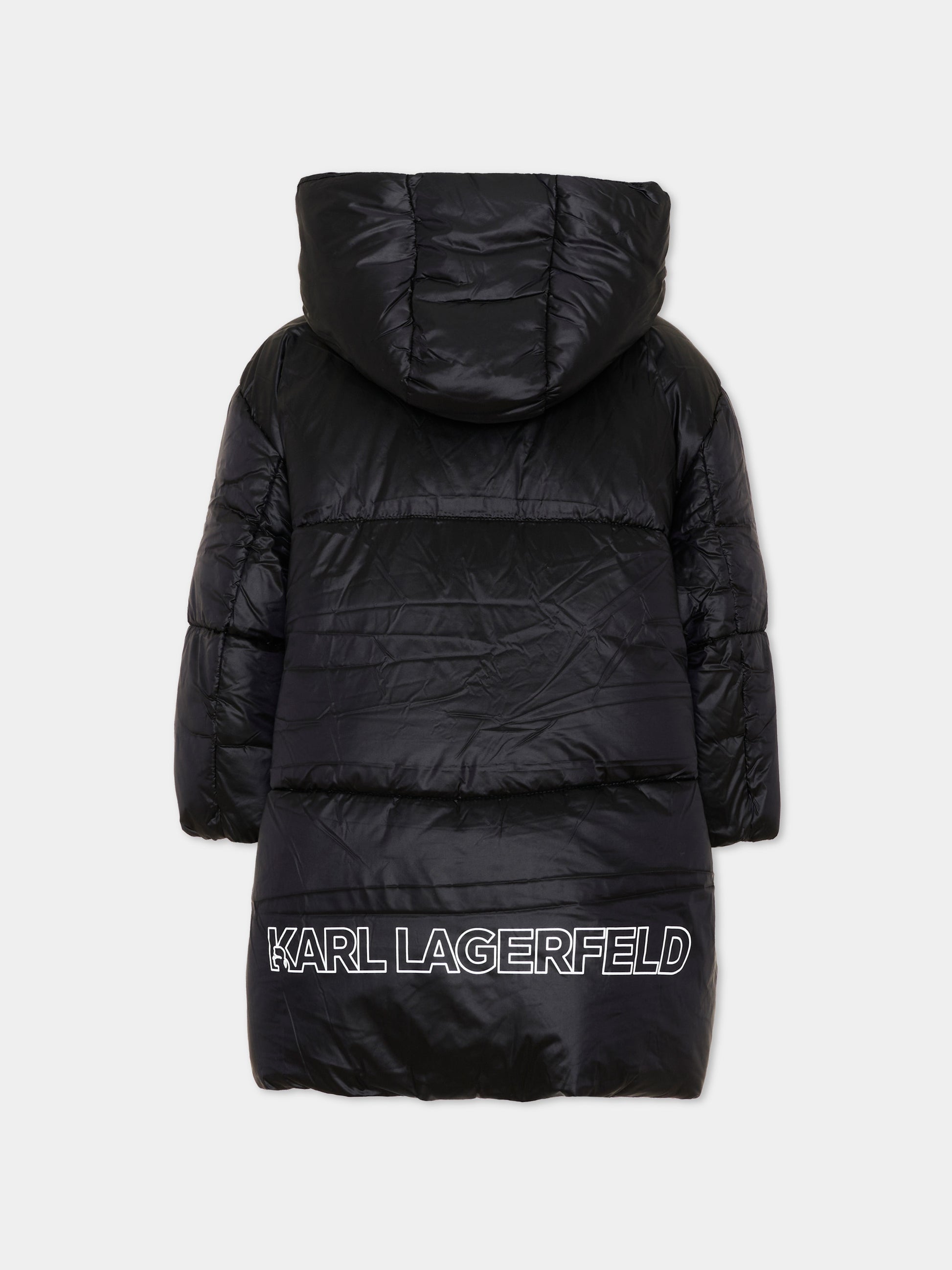 Piumino nero per bambina con logo,Karl Lagerfeld Kids,Z31355 09B
